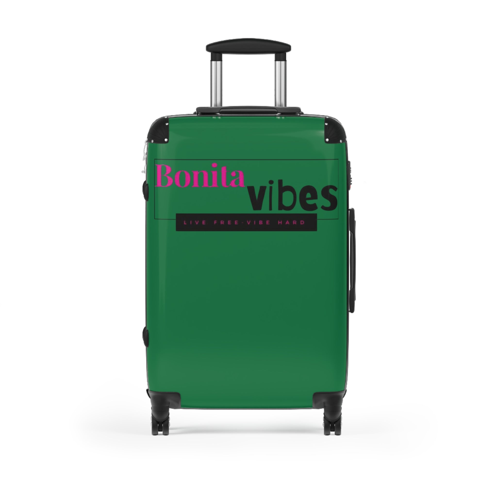 Bonita Vibes: VIBES UNLEASHED Dark Green Travel Luggage - Stylish Travel Carry-On, Perfect for Vacation, Weekend Getaways, Summer Adventures, Fashion Travel Bag