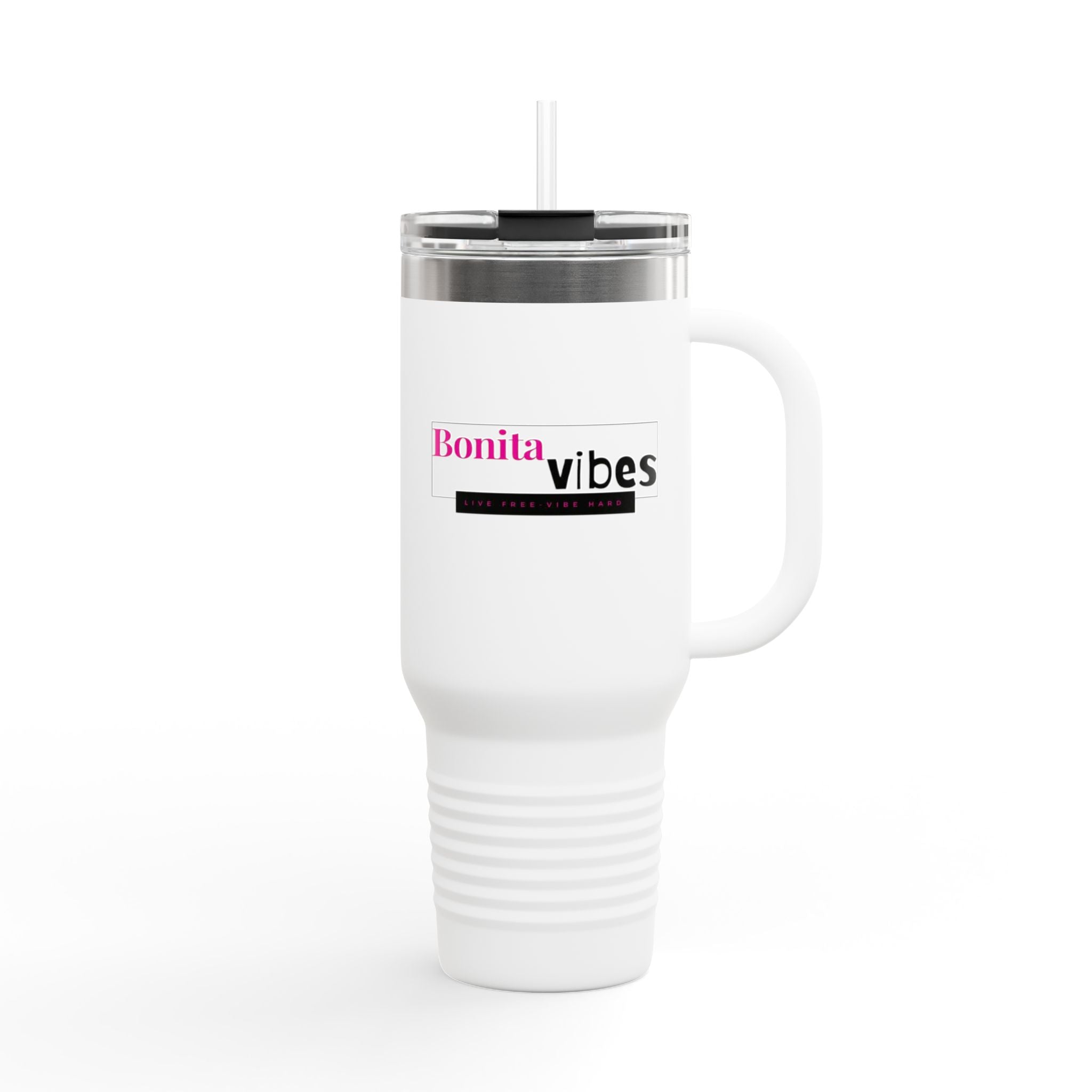 Bonita Vibes: VIBES UNLEASHED Stylish Travel Mug, 40oz - Perfect for Coffee Lovers, Gift for Her, Summer Picnics, On-the-Go Hydration, Personalized Travel Cup