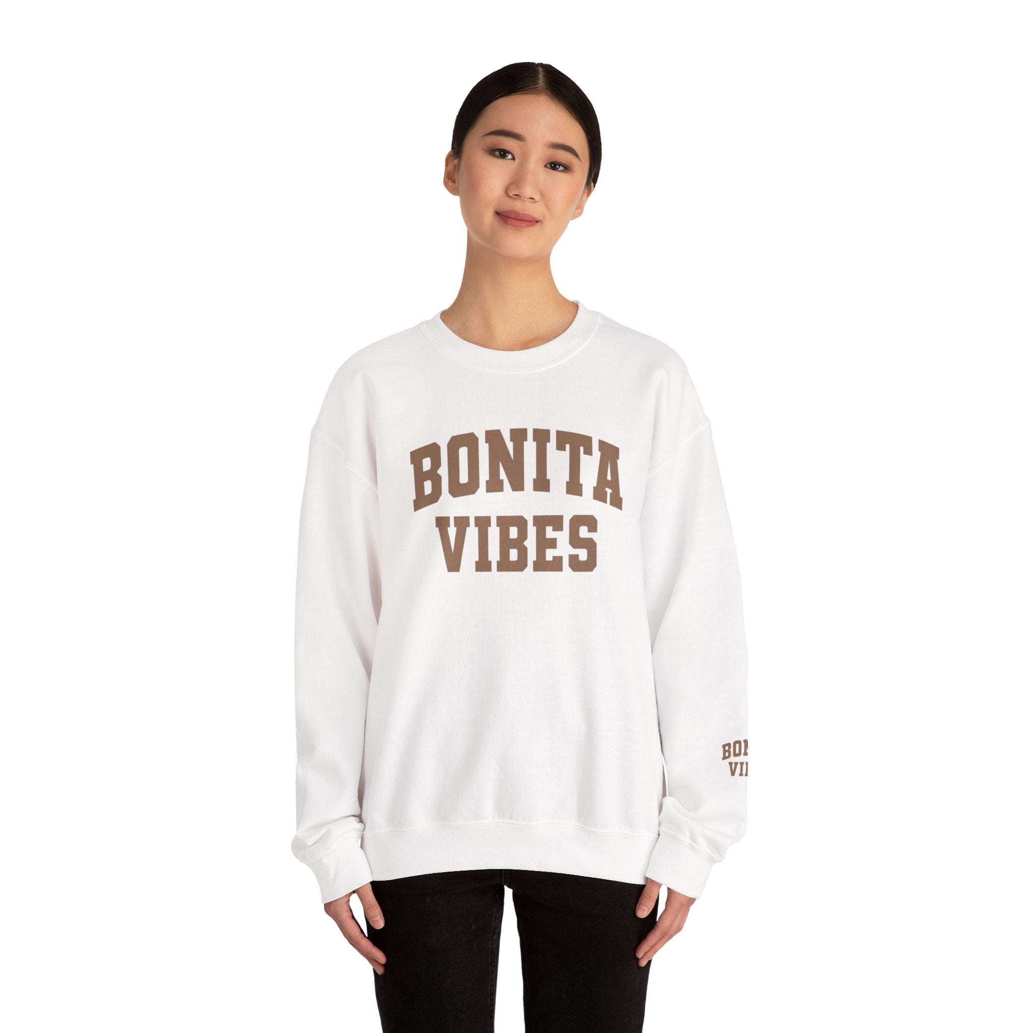 Bonita Vibes University Crewneck Sweatshirt — Cozy Latina-Inspired Graphic Pullover