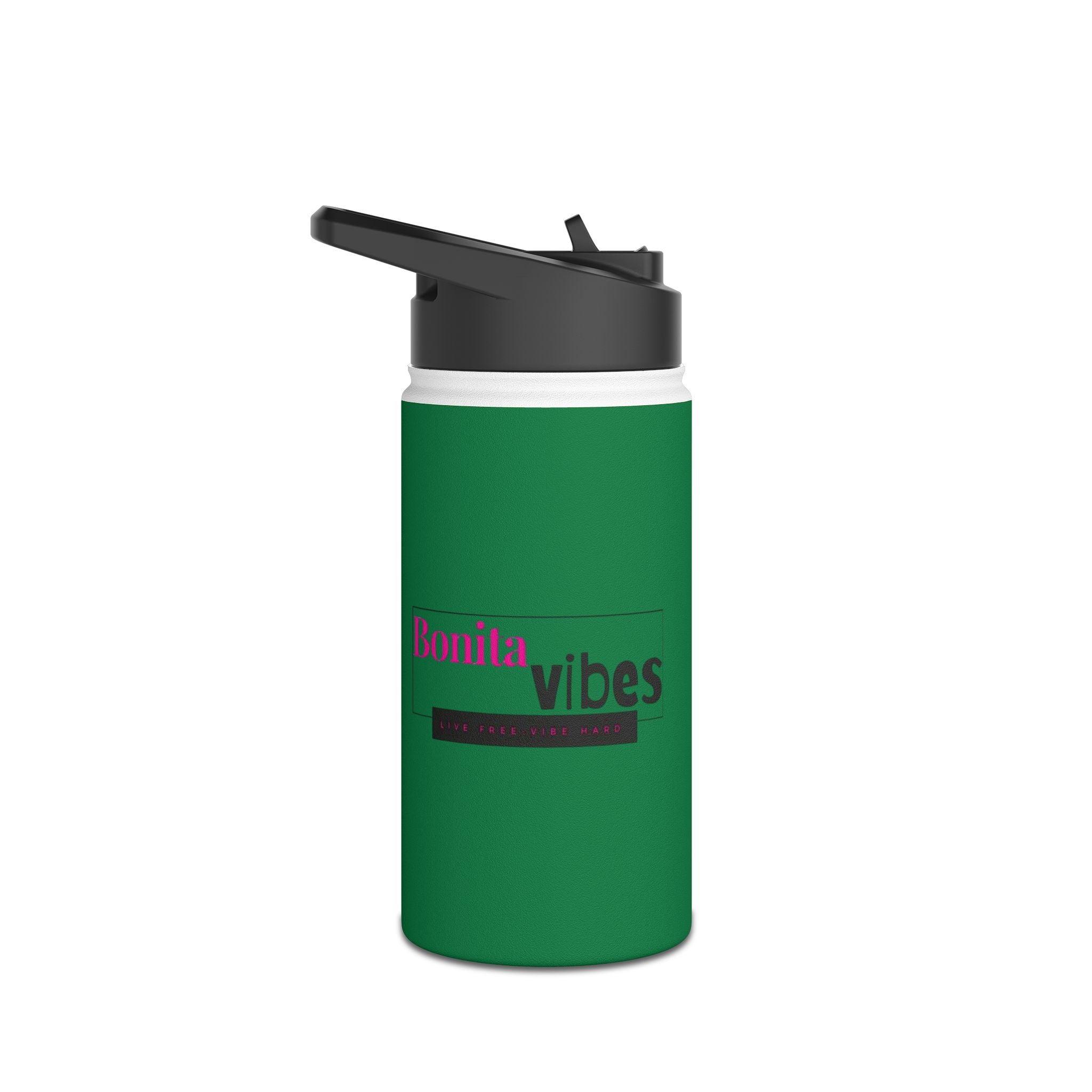 Bonita Vibes: VIBES UNLEASHED Stainless Steel Dark Green Water Bottle - Motivational Drink Container for Fitness, Travel, and Gifting, Eco-Friendly Hydration Vessel, [...]