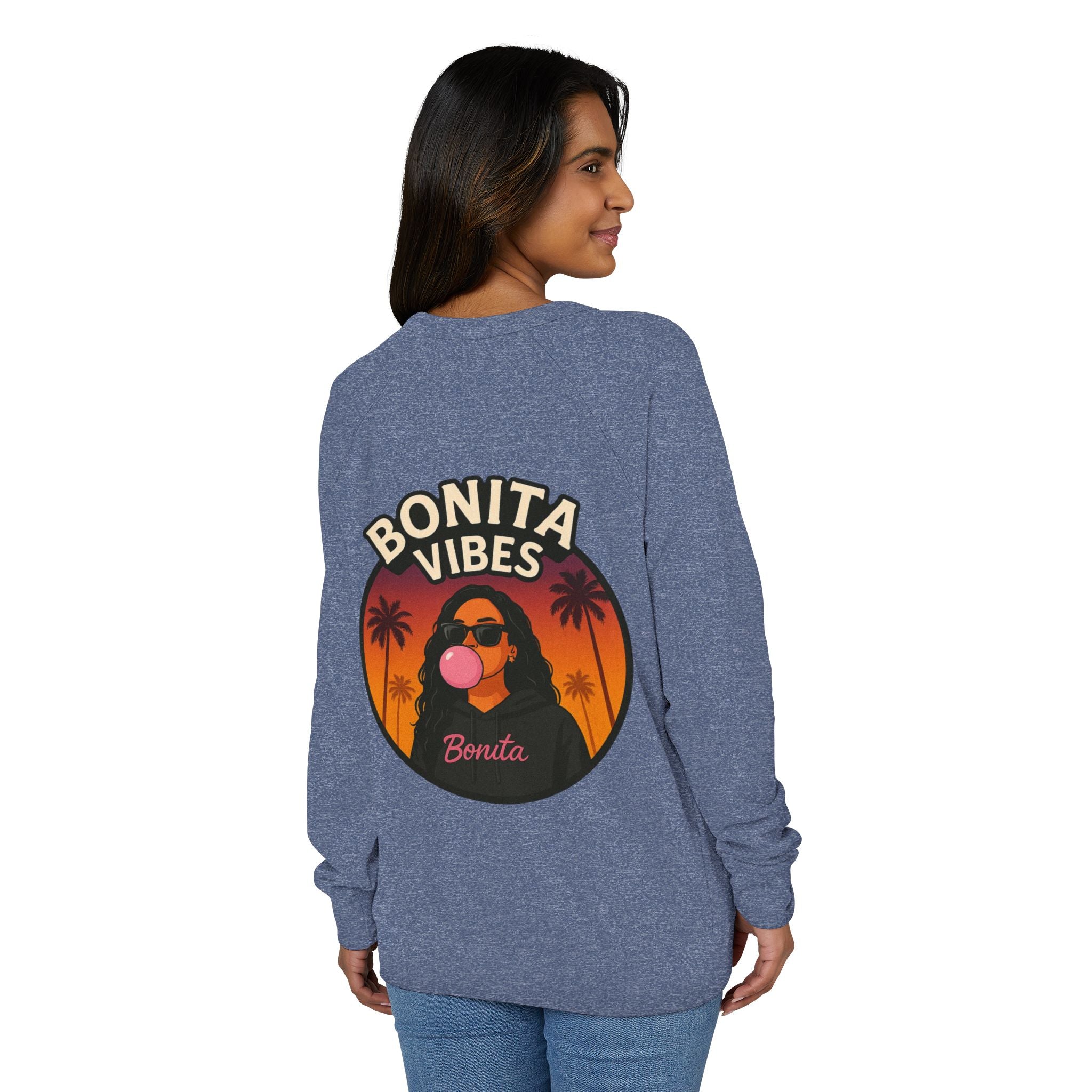 Bonita Vibes: Sunset Sway Crewneck Sweatshirt - Cozy Casual Wear, Gift for Her, Trendy Fashion, Summer Vibes, Graphic Sweater