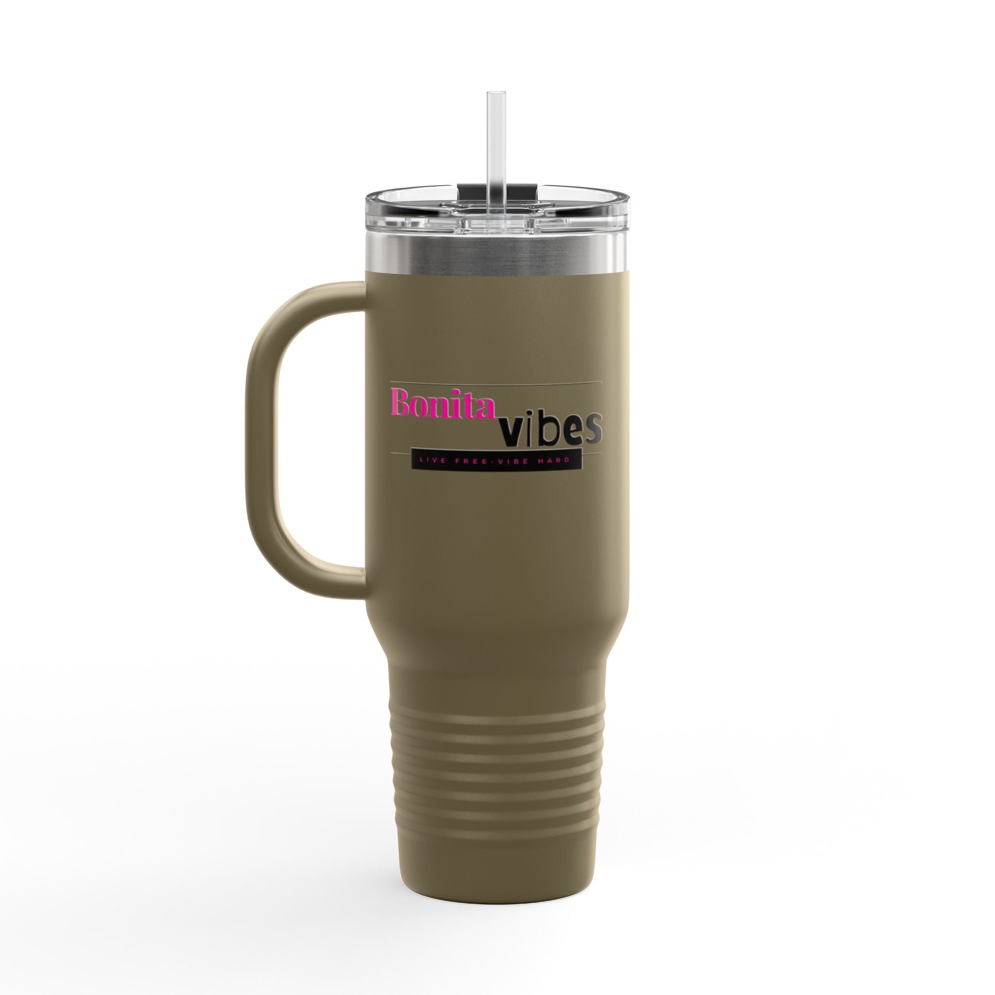 Bonita Vibes: VIBES UNLEASHED Stylish Travel Mug, 40oz - Perfect for Coffee Lovers, Gift for Her, Summer Picnics, On-the-Go Hydration, Personalized Travel Cup