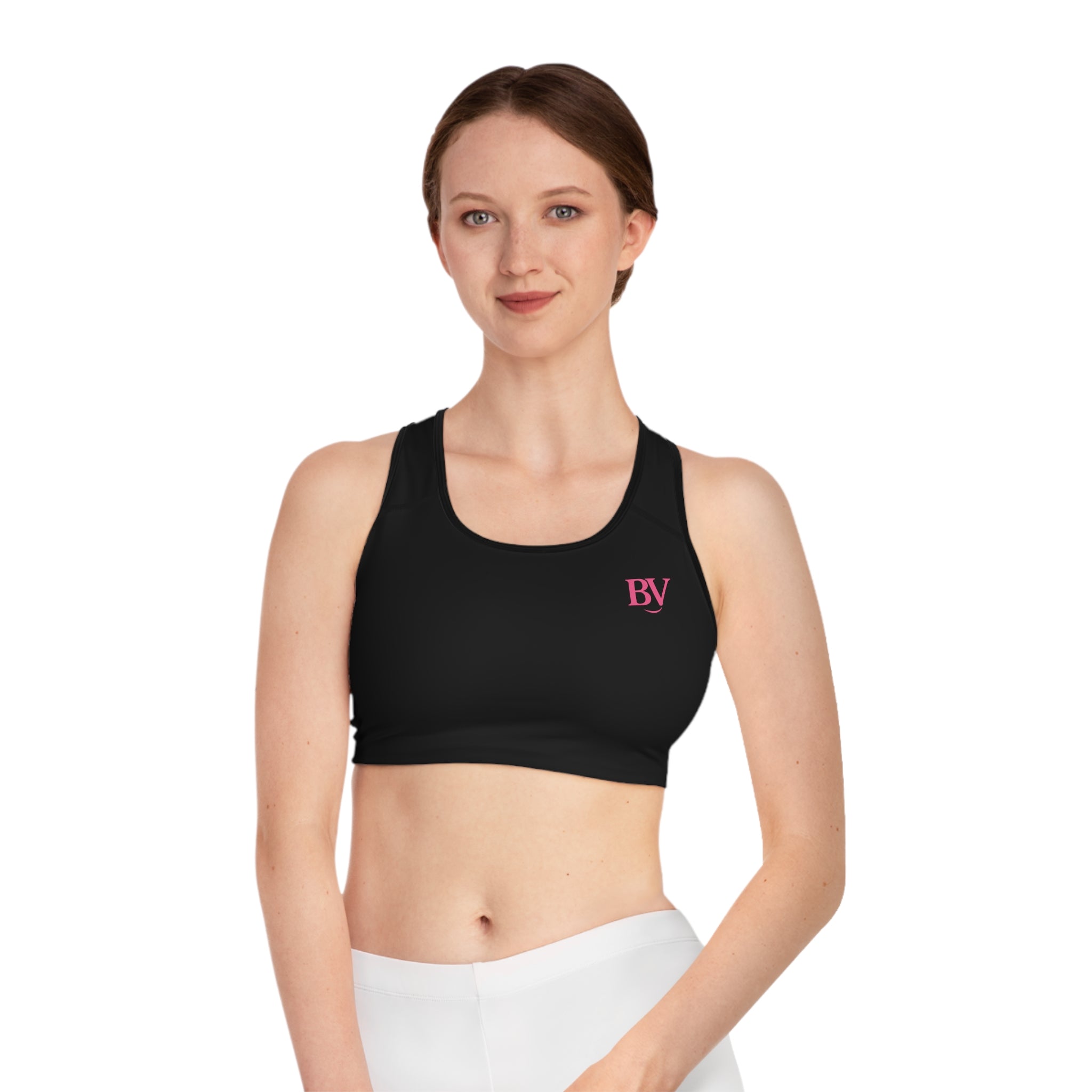 Bonita Vibes: BV Collection Stylish Black Sports Bra for Active Women, Comfortable Workout Wear, Fitness Gift, Travel Ready, Adjustable Athletic Top