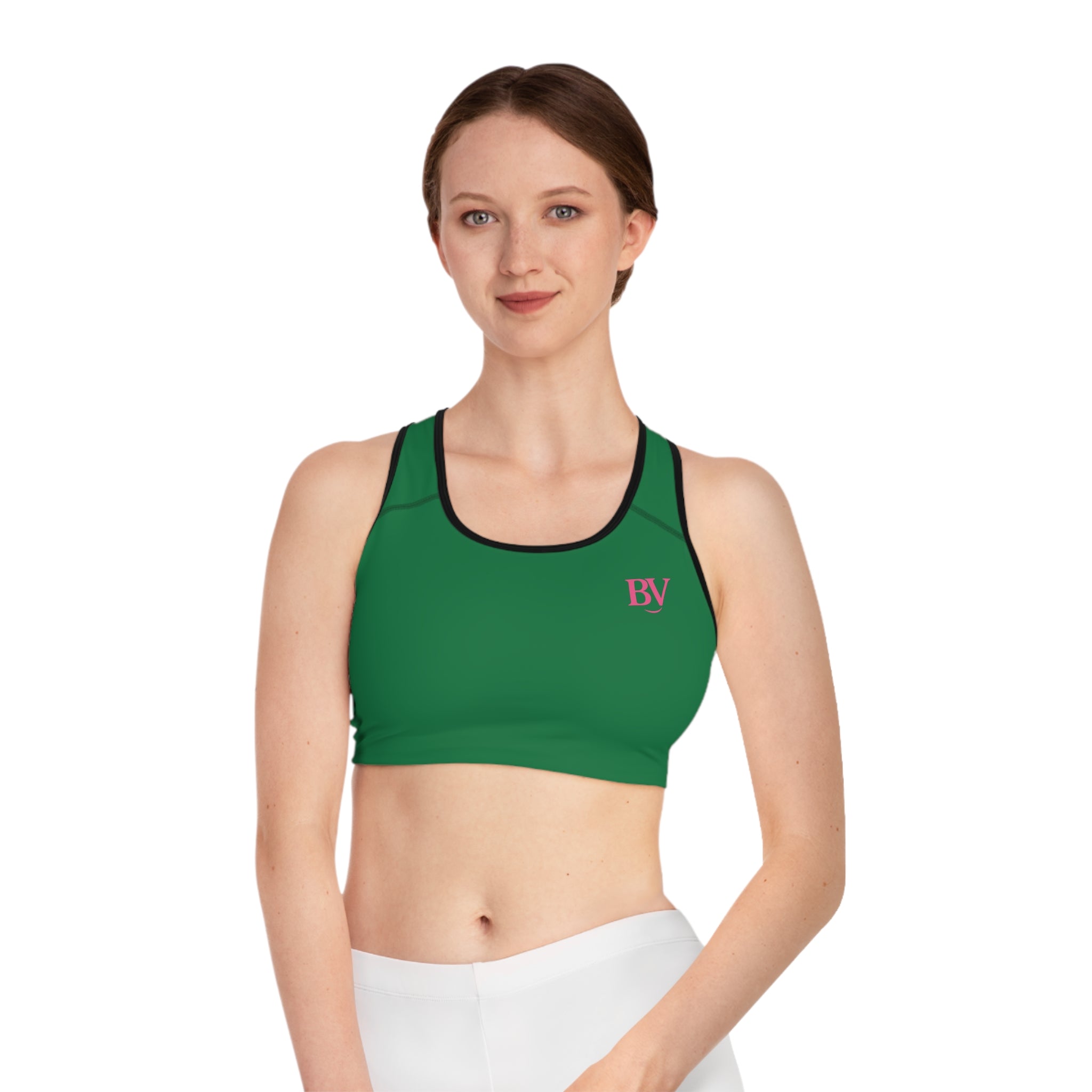Bonita Vibes: BV Collection Stylish Dark Green Sports Bra for Active Women, Comfortable Workout Wear, Fitness Gift, Travel Ready, Adjustable Athletic Top