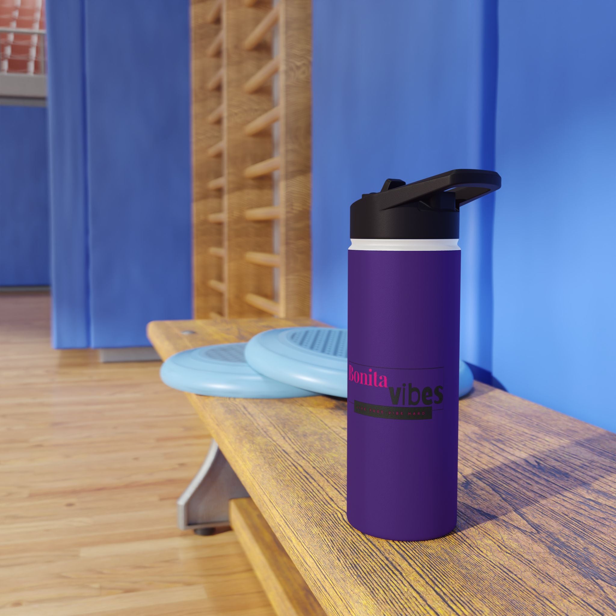 Bonita Vibes: VIBES UNLEASHED Stainless Steel Dark Purple Water Bottle - Motivational Drink Container for Fitness, Travel, and Gifting, Eco-Friendly Hydration Vessel, [...]