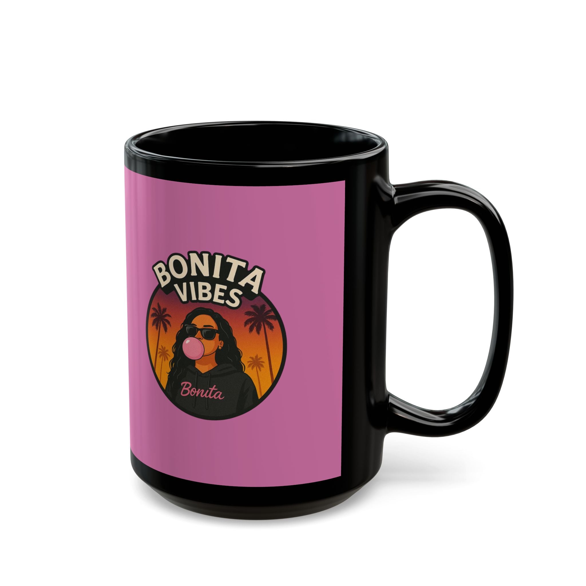 Bonita Vibes: Sunset Sway Light Pink Mug - Chill Coffee Cup, Stylish Drinkware, Gift for Her, Summer Vibes Mug, Fun Retro Mug