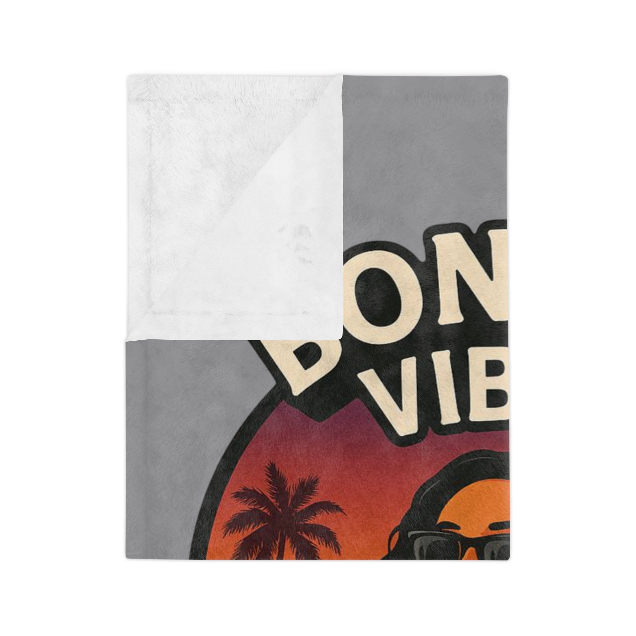 Bonita Vibes: Sunset Sway Grey Blanket, Cozy Velveteen Throw, Bohemian Home Decor, Gift for Her, Summer Vibes Decor, Pink Bubblegum Design