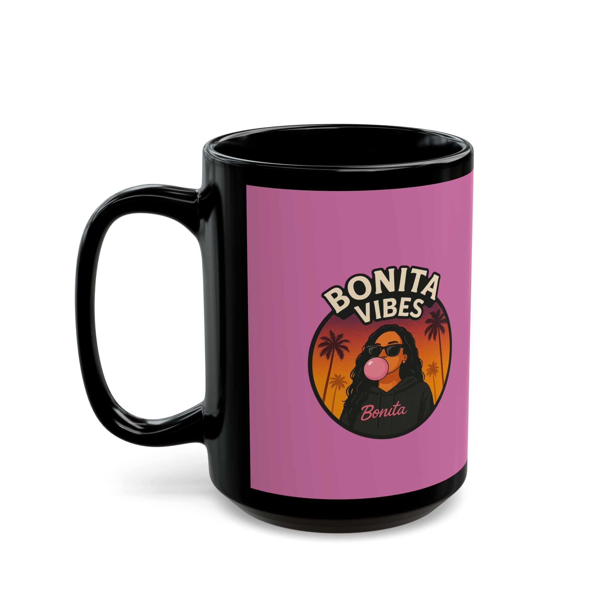 Bonita Vibes: Sunset Sway Light Pink Mug - Chill Coffee Cup, Stylish Drinkware, Gift for Her, Summer Vibes Mug, Fun Retro Mug
