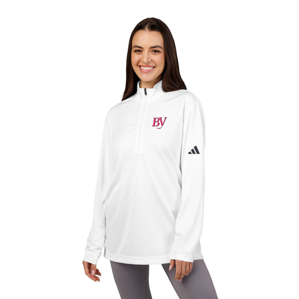 Bonita Vibes: BV Collection Adidas® Quarter-Zip Pullover, Embroidered Activewear, Fitness Apparel, Casual Stylish Layer, Sports Gear, Exercise Apparel