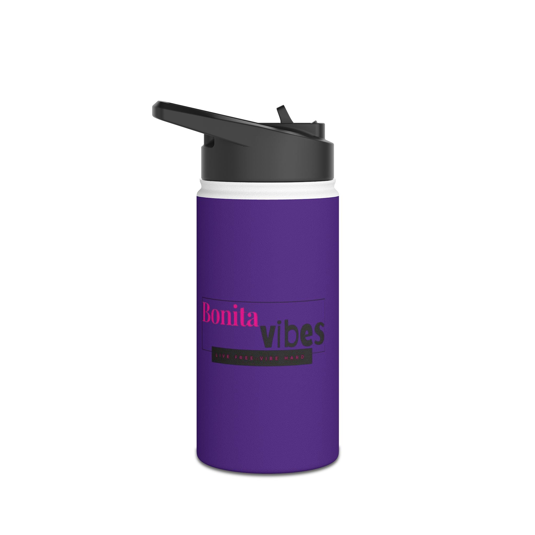 Bonita Vibes: VIBES UNLEASHED Stainless Steel Dark Purple Water Bottle - Motivational Drink Container for Fitness, Travel, and Gifting, Eco-Friendly Hydration Vessel, [...]
