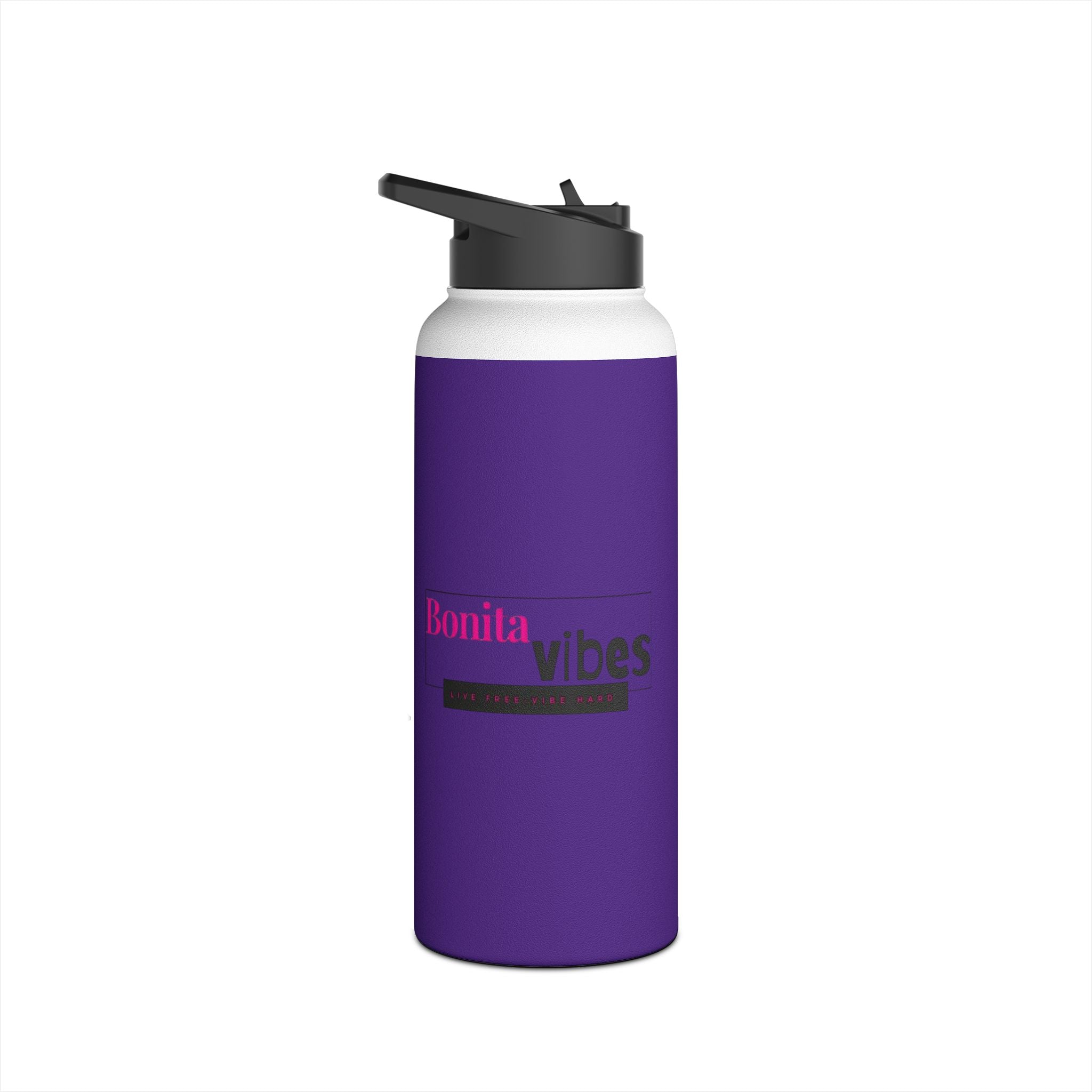 Bonita Vibes: VIBES UNLEASHED Stainless Steel Dark Purple Water Bottle - Motivational Drink Container for Fitness, Travel, and Gifting, Eco-Friendly Hydration Vessel, [...]