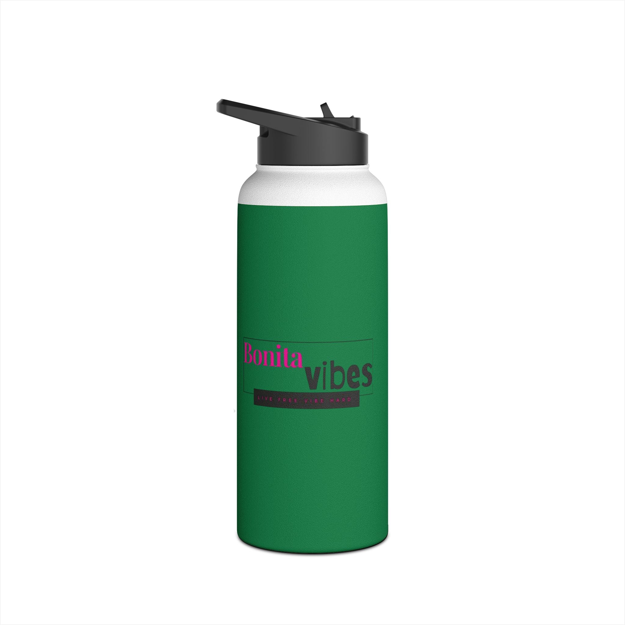 Bonita Vibes: VIBES UNLEASHED Stainless Steel Dark Green Water Bottle - Motivational Drink Container for Fitness, Travel, and Gifting, Eco-Friendly Hydration Vessel, [...]