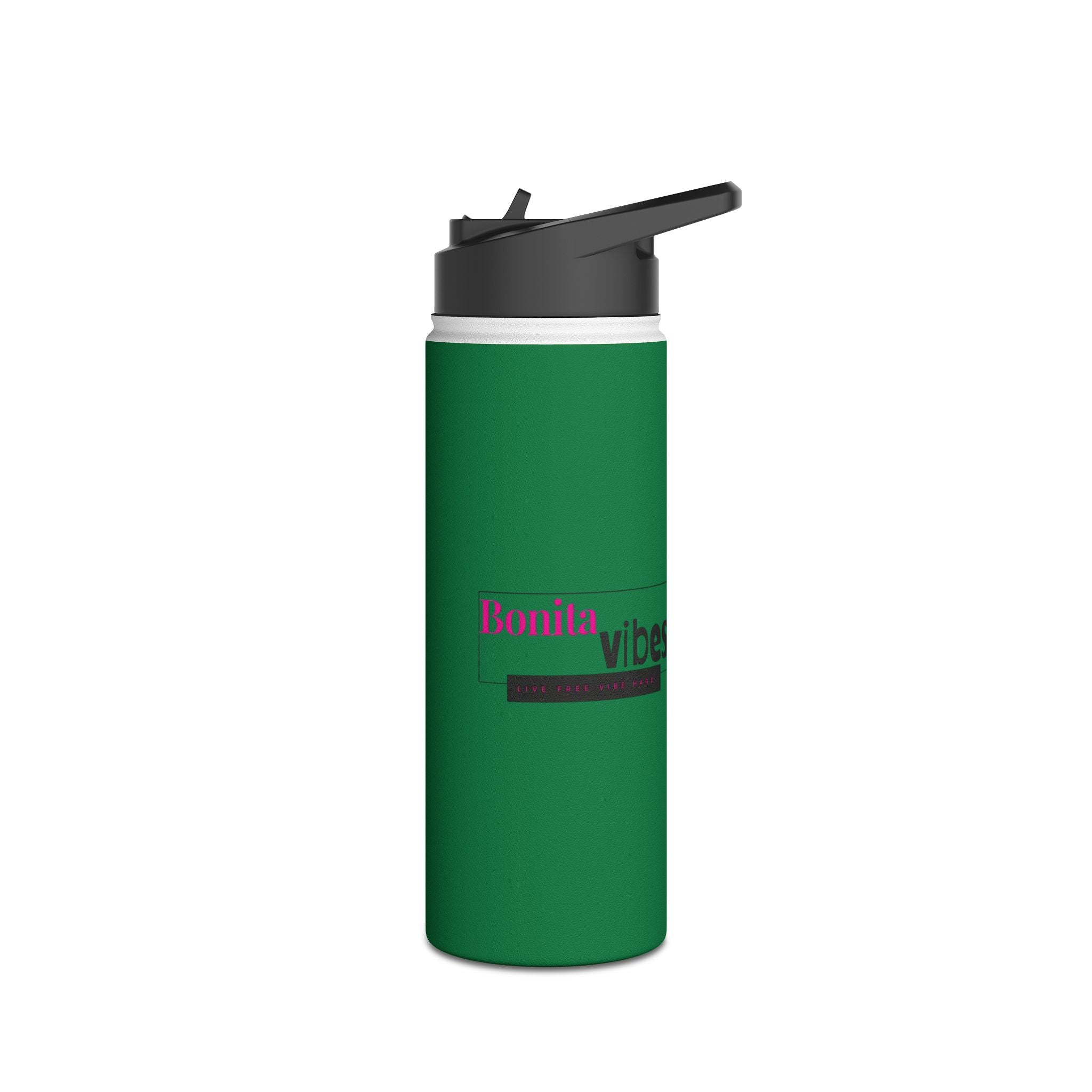 Bonita Vibes: VIBES UNLEASHED Stainless Steel Dark Green Water Bottle - Motivational Drink Container for Fitness, Travel, and Gifting, Eco-Friendly Hydration Vessel, [...]