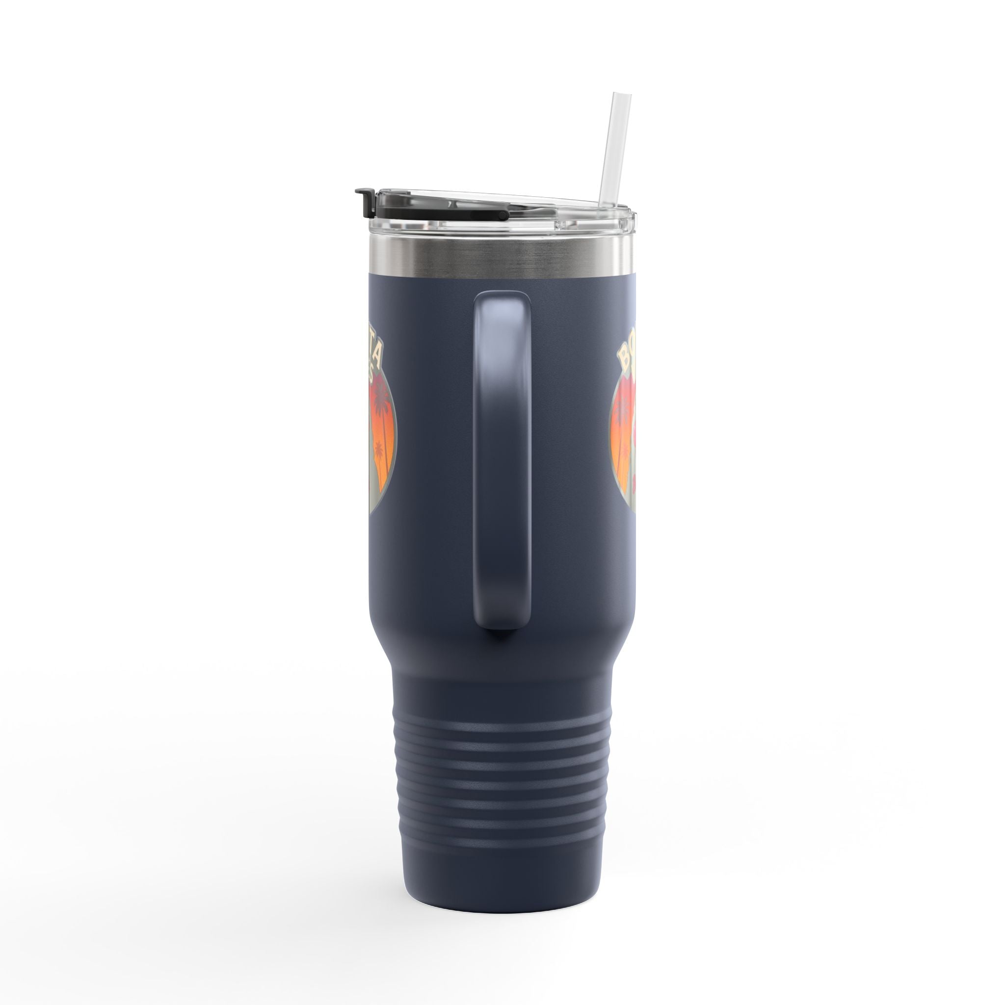 Bonita Vibes: Sunset Sway Insulated Travel Mug, 40oz | Perfect for Beach Lovers, Summer Travels, Tropical Themes, Outdoor Adventures, Gifts