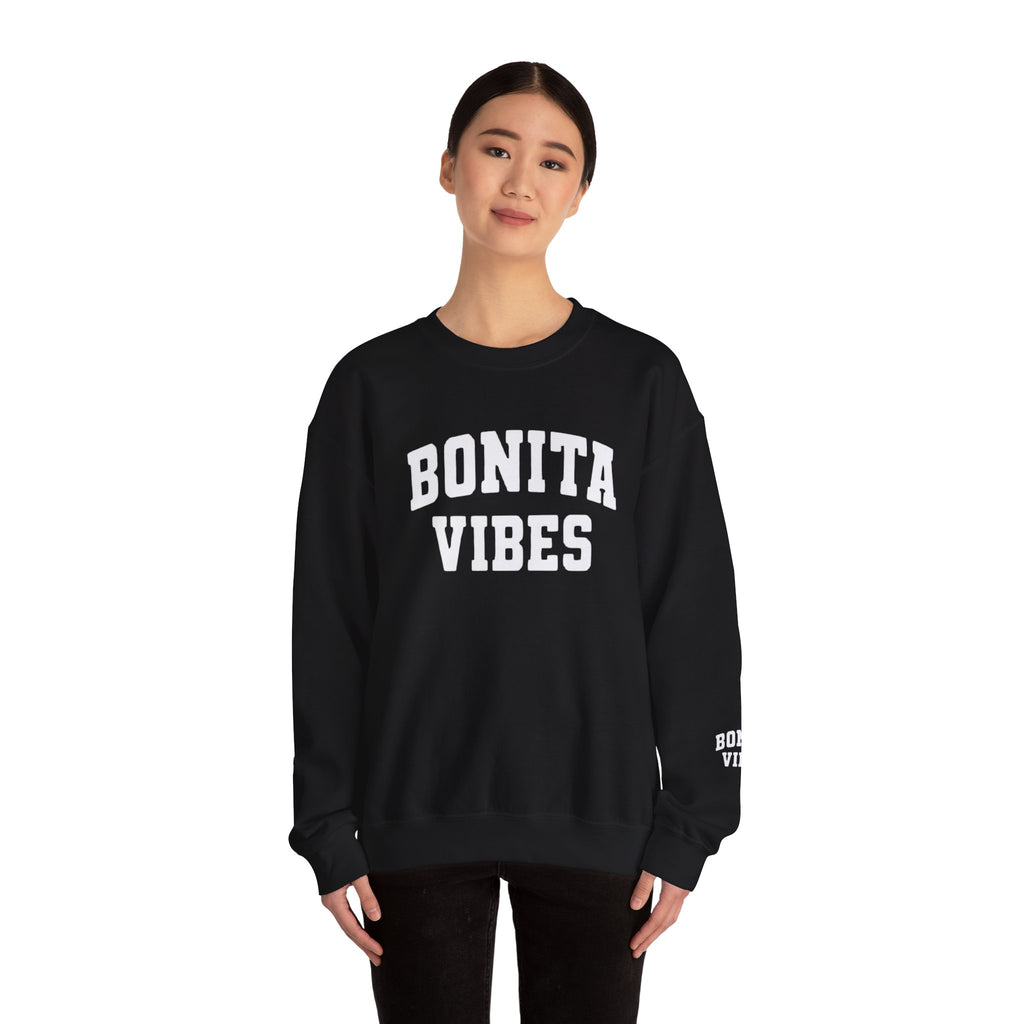 Bonita Vibes University Crewneck Sweatshirt — Cozy Latina-Inspired Graphic Pullover