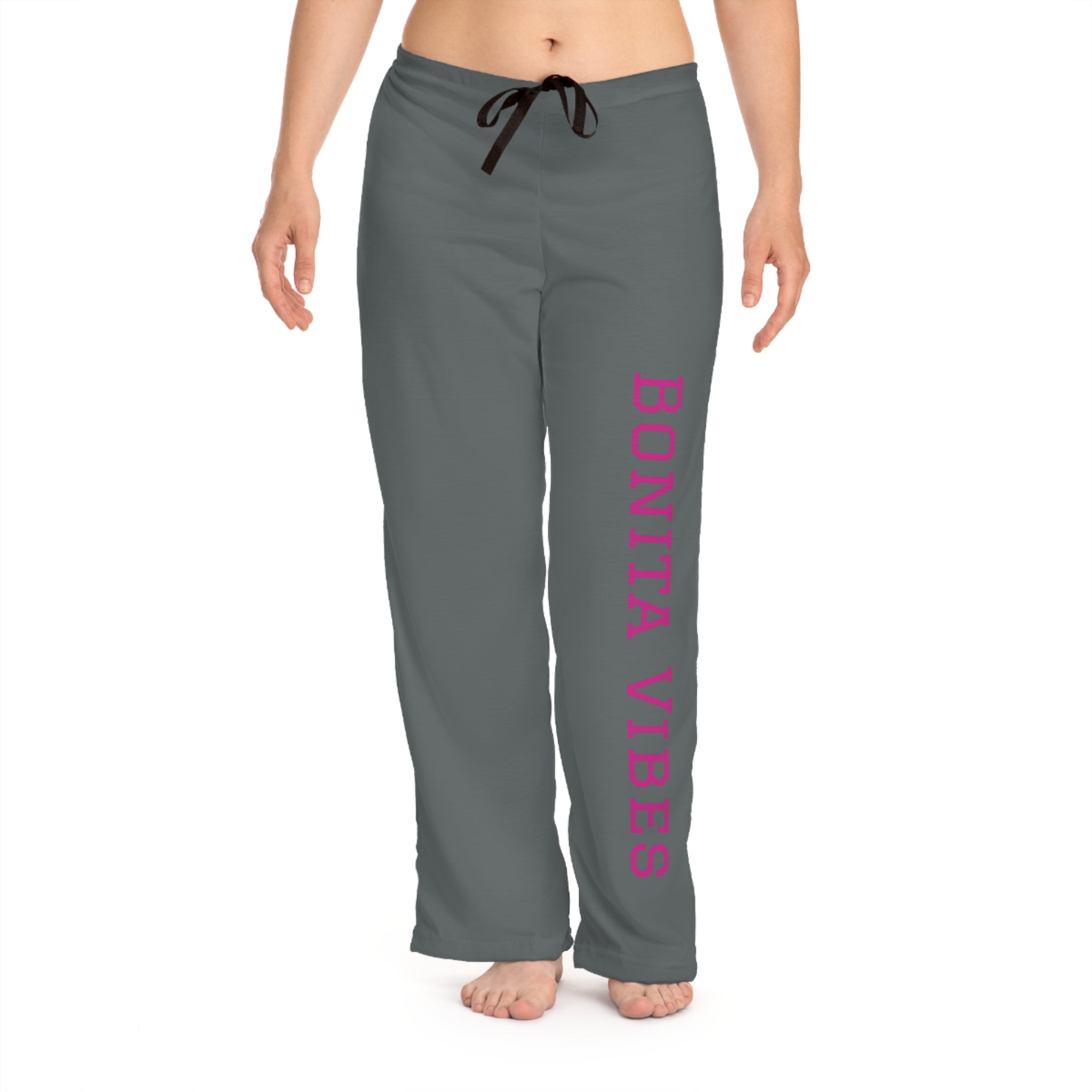 Bonita Vibes Women's Grey Pajama Pants, Comfortable Sleepwear, Relaxation Pants, Loungewear Gift, Cozy Home Essentials