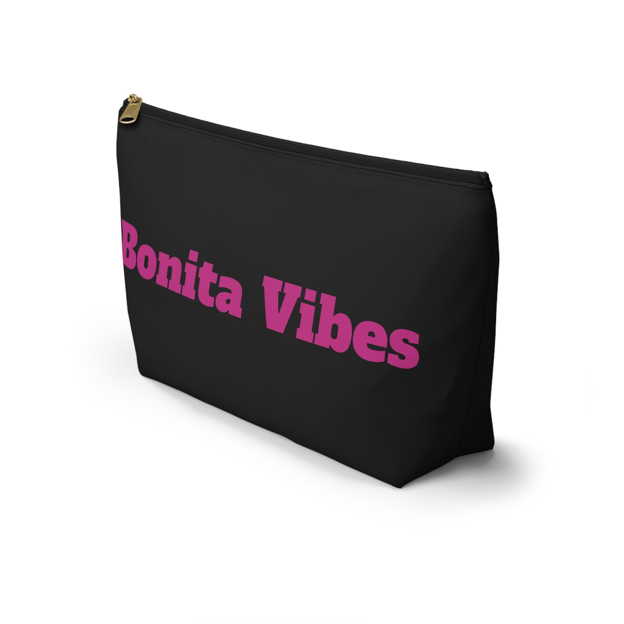 Bonita Vibes Black Accessory Pouch | Stylish Makeup Bag, Travel Pouch, Trendy Organizer, Fun Gift, Summer Essentials