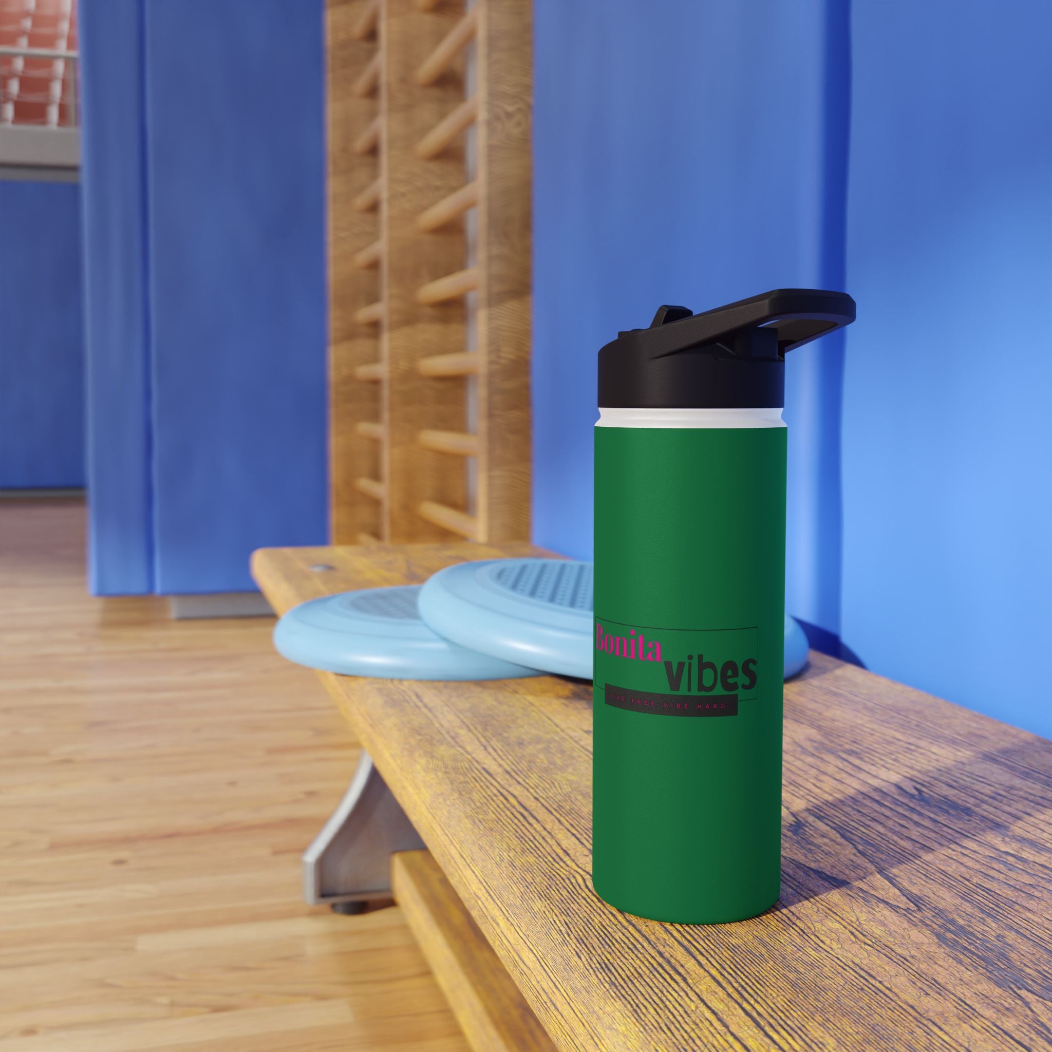 Bonita Vibes: VIBES UNLEASHED Stainless Steel Dark Green Water Bottle - Motivational Drink Container for Fitness, Travel, and Gifting, Eco-Friendly Hydration Vessel, [...]