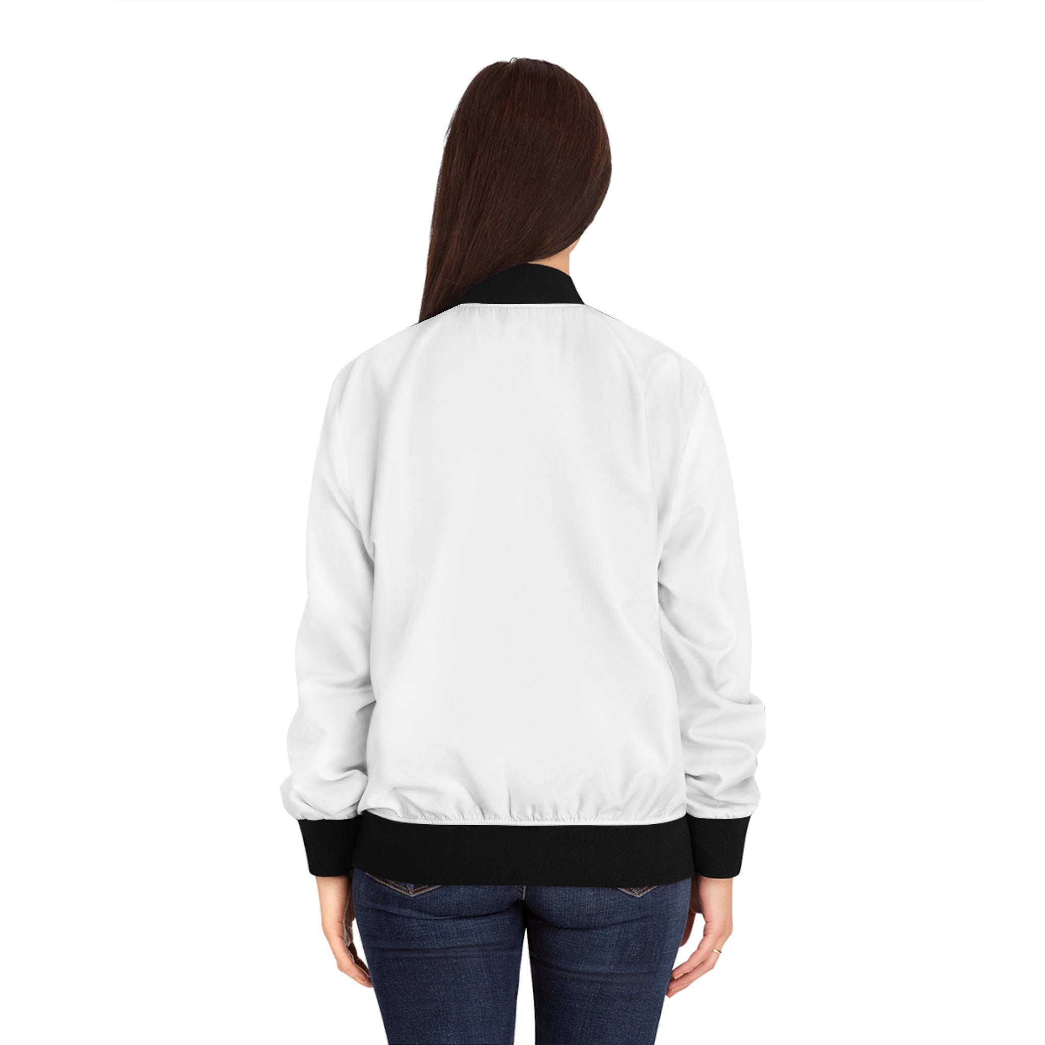 Bonita Vibes: BV Collection Women's White Bomber Jacket, Trendy Outerwear, Casual Fashion, Gift for Her, Versatile Layering Piece - My Bonita Vibes