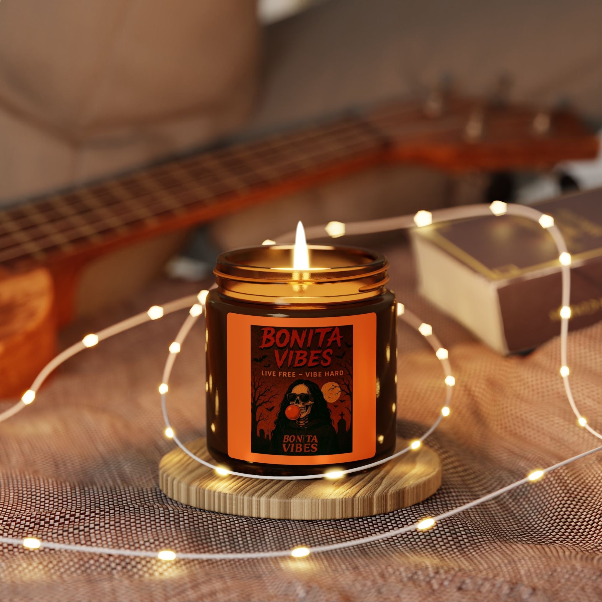 Bonita Vibes: Spooky Halloween Scented Soy Candle, Amber Jar - My Bonita Vibes