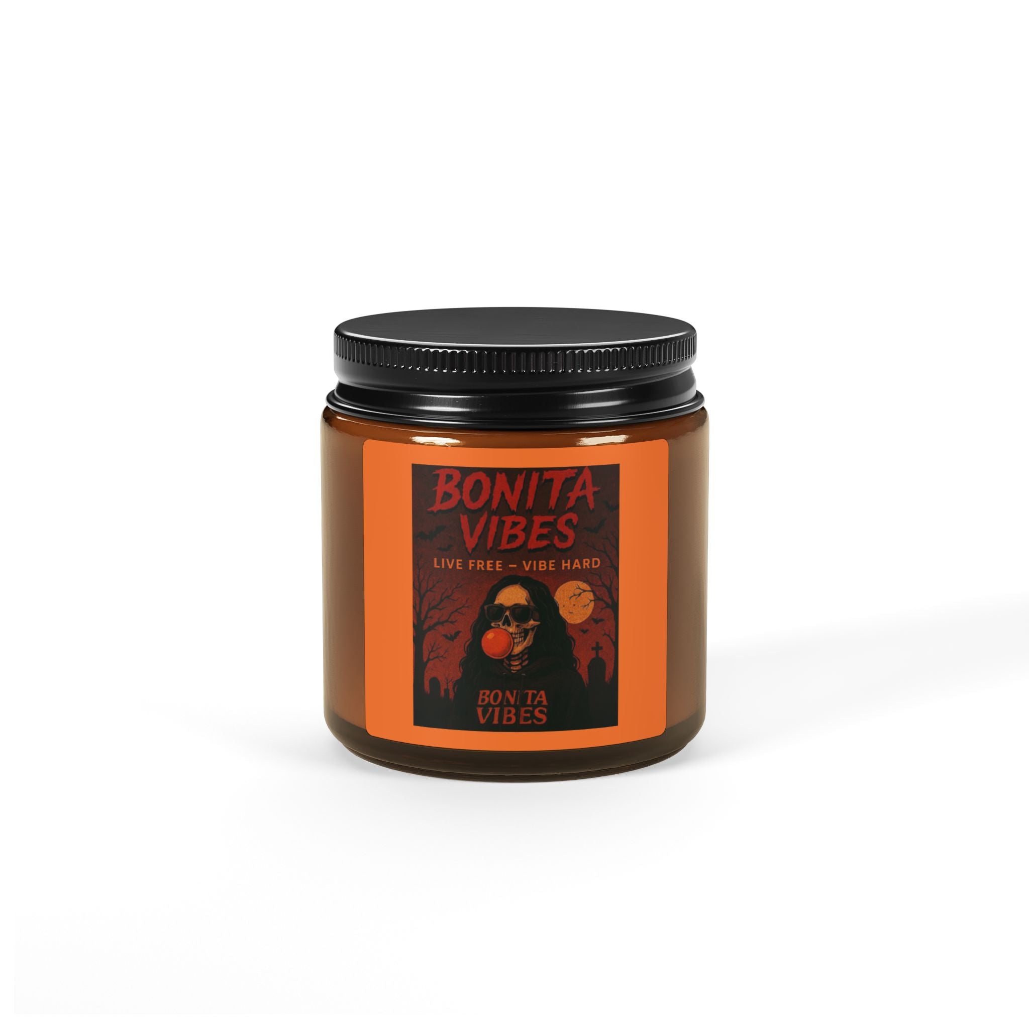 Bonita Vibes: Spooky Halloween Scented Soy Candle, Amber Jar - My Bonita Vibes