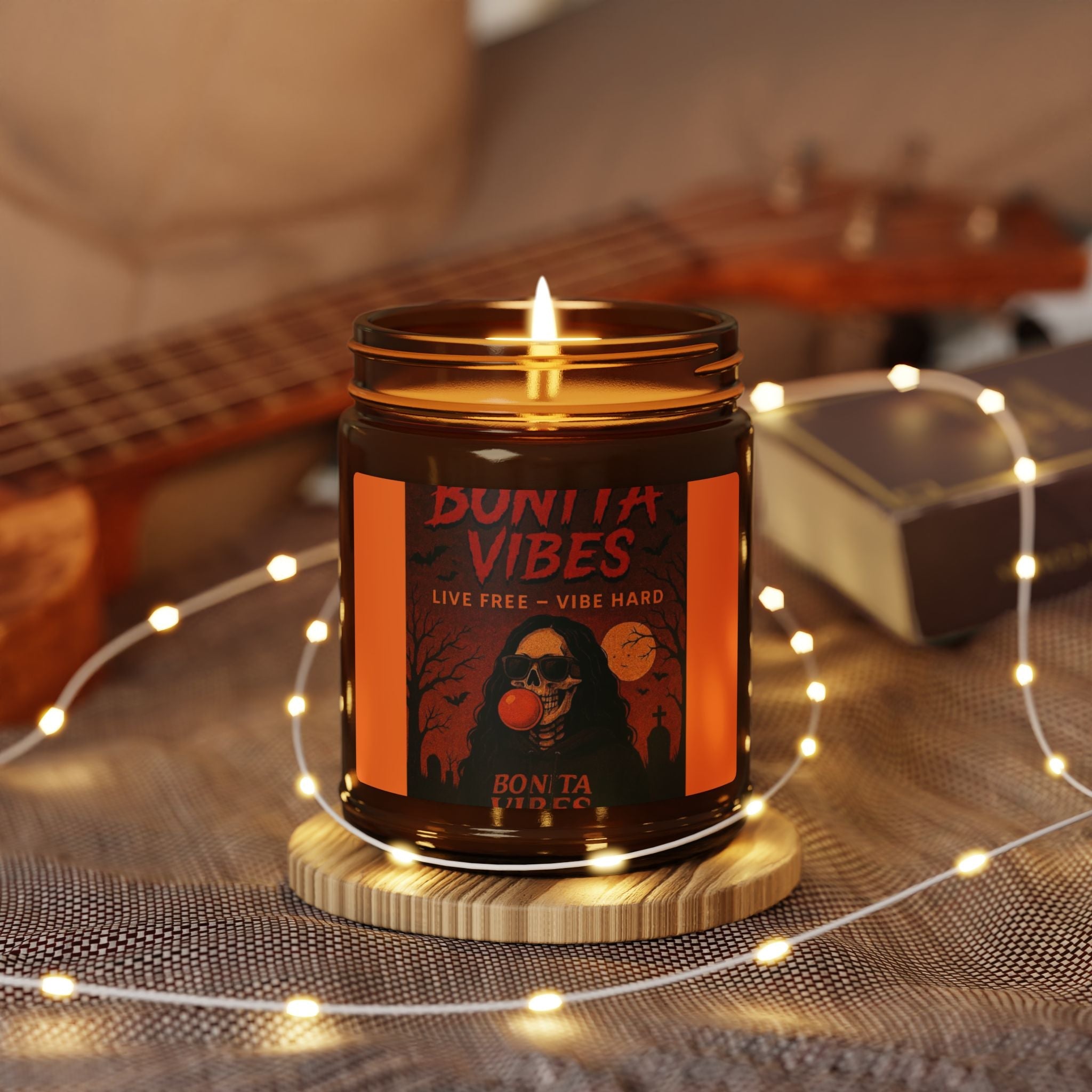 Bonita Vibes: Spooky Halloween Scented Soy Candle, Amber Jar - My Bonita Vibes