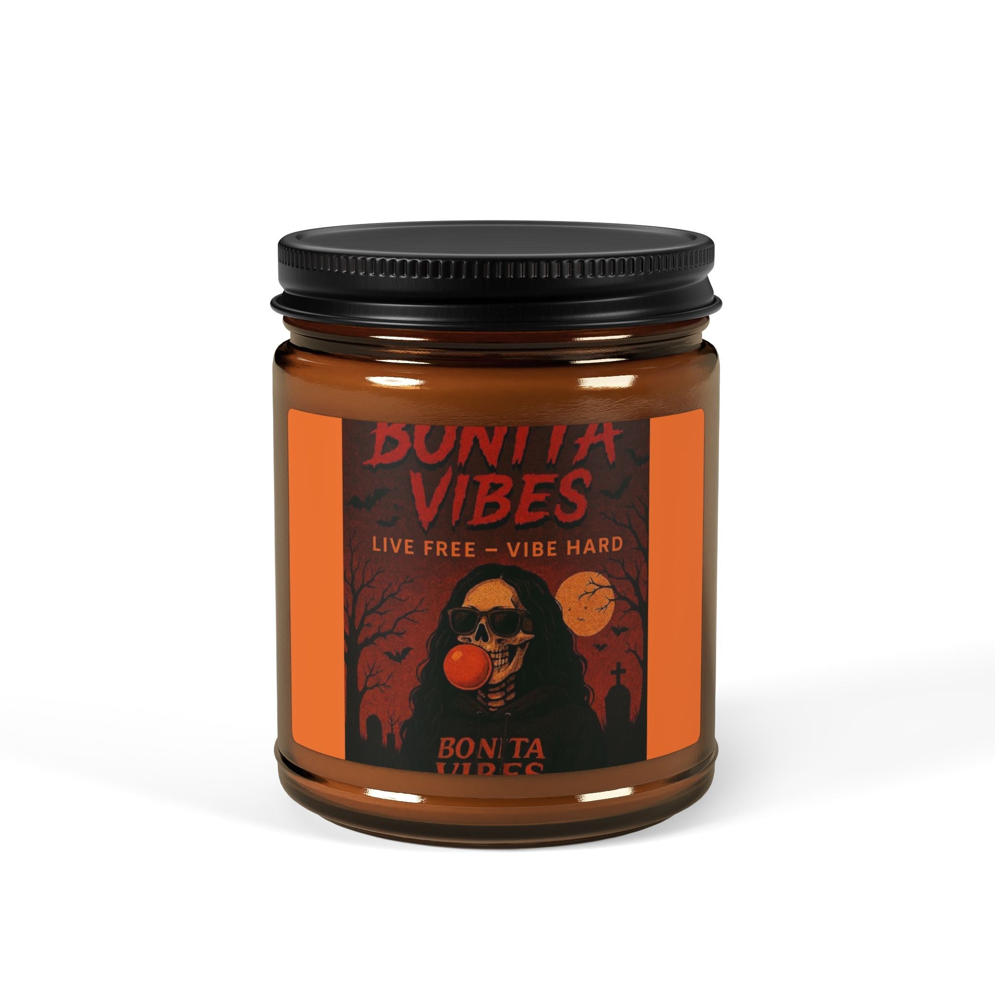 Bonita Vibes: Spooky Halloween Scented Soy Candle, Amber Jar - My Bonita Vibes