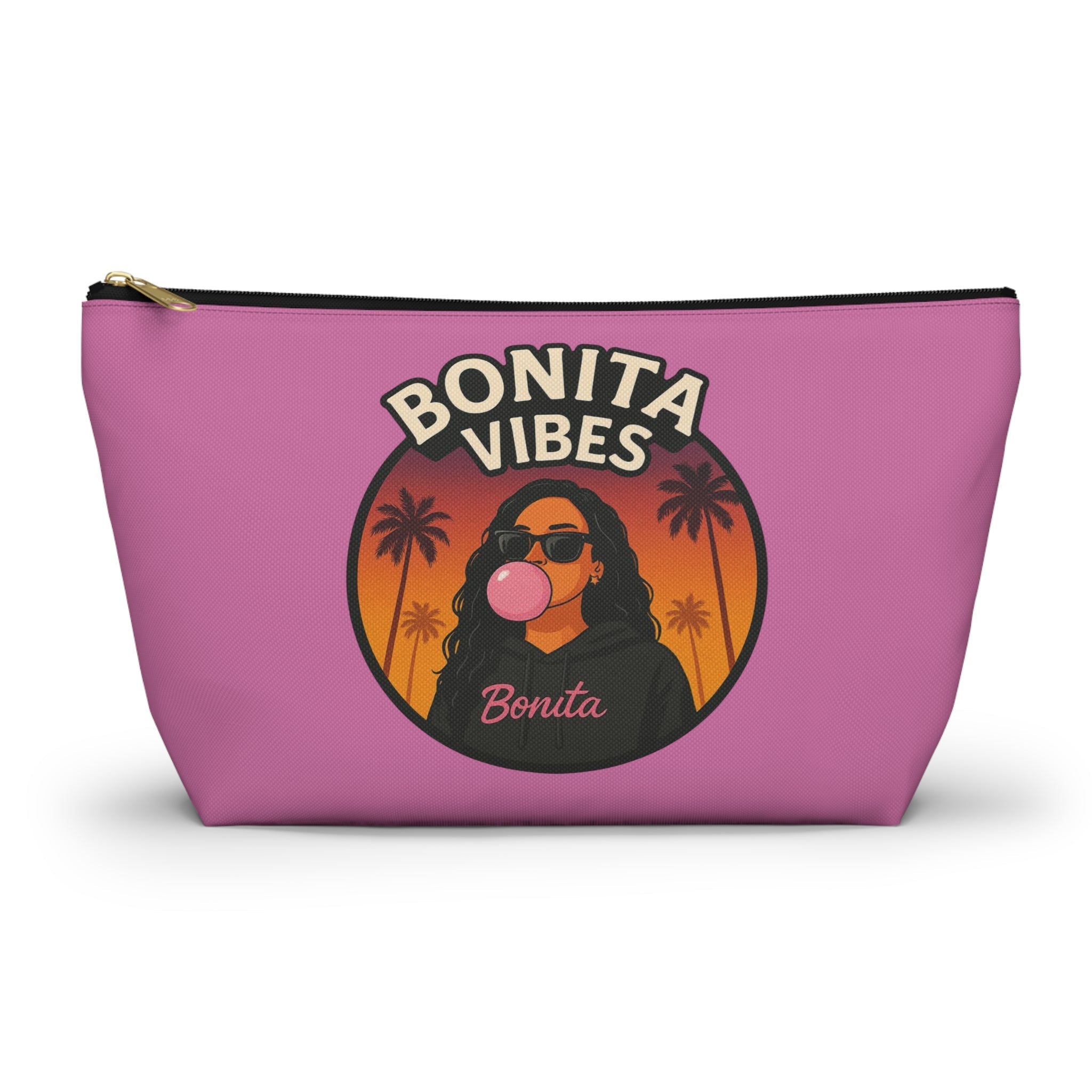Bonita Vibes: Sunset Sway Light Pink Accessory Pouch | Stylish Makeup Bag, Travel Pouch, Trendy Organizer, Fun Gift, Summer Essentials - My Bonita Vibes