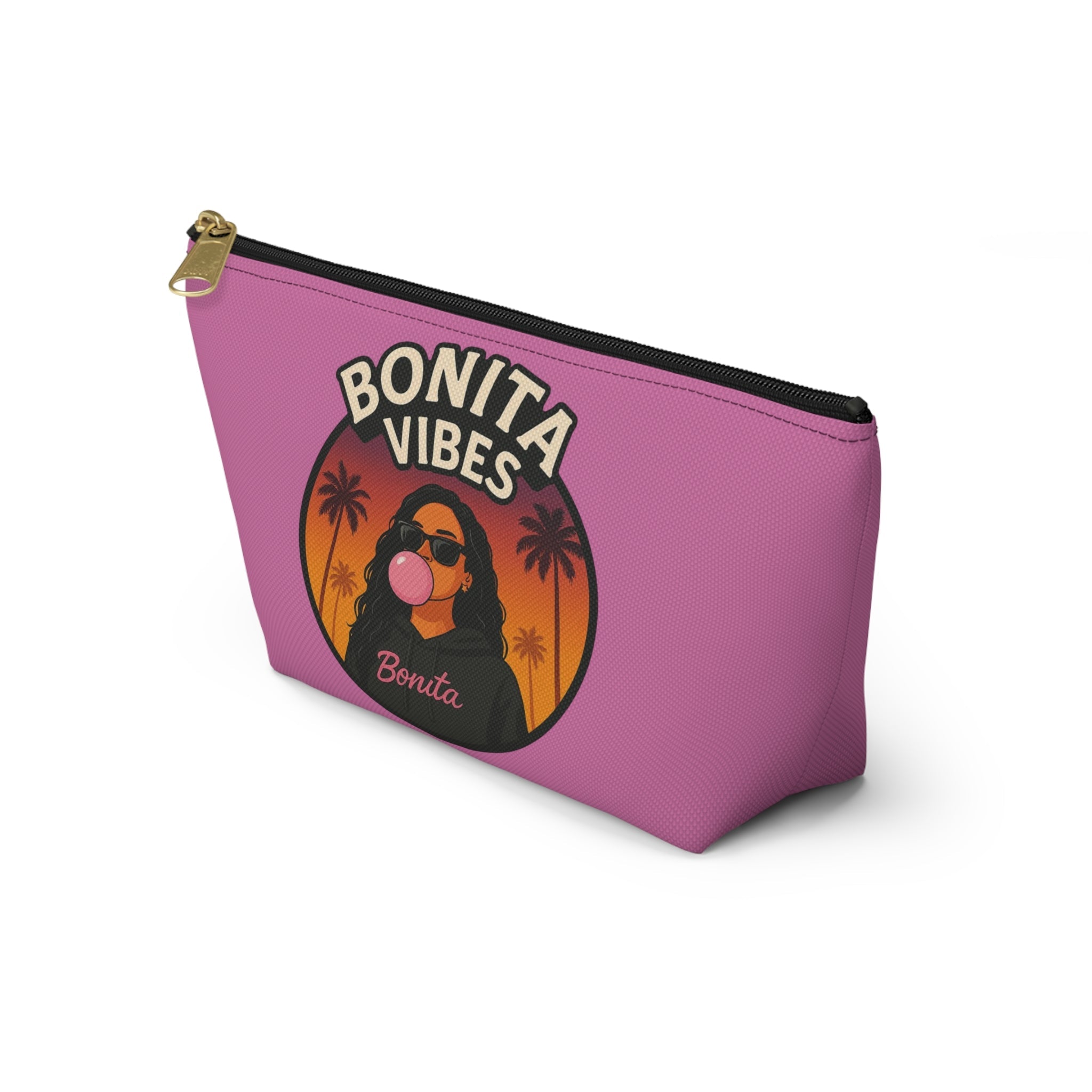 Bonita Vibes: Sunset Sway Light Pink Accessory Pouch | Stylish Makeup Bag, Travel Pouch, Trendy Organizer, Fun Gift, Summer Essentials - My Bonita Vibes