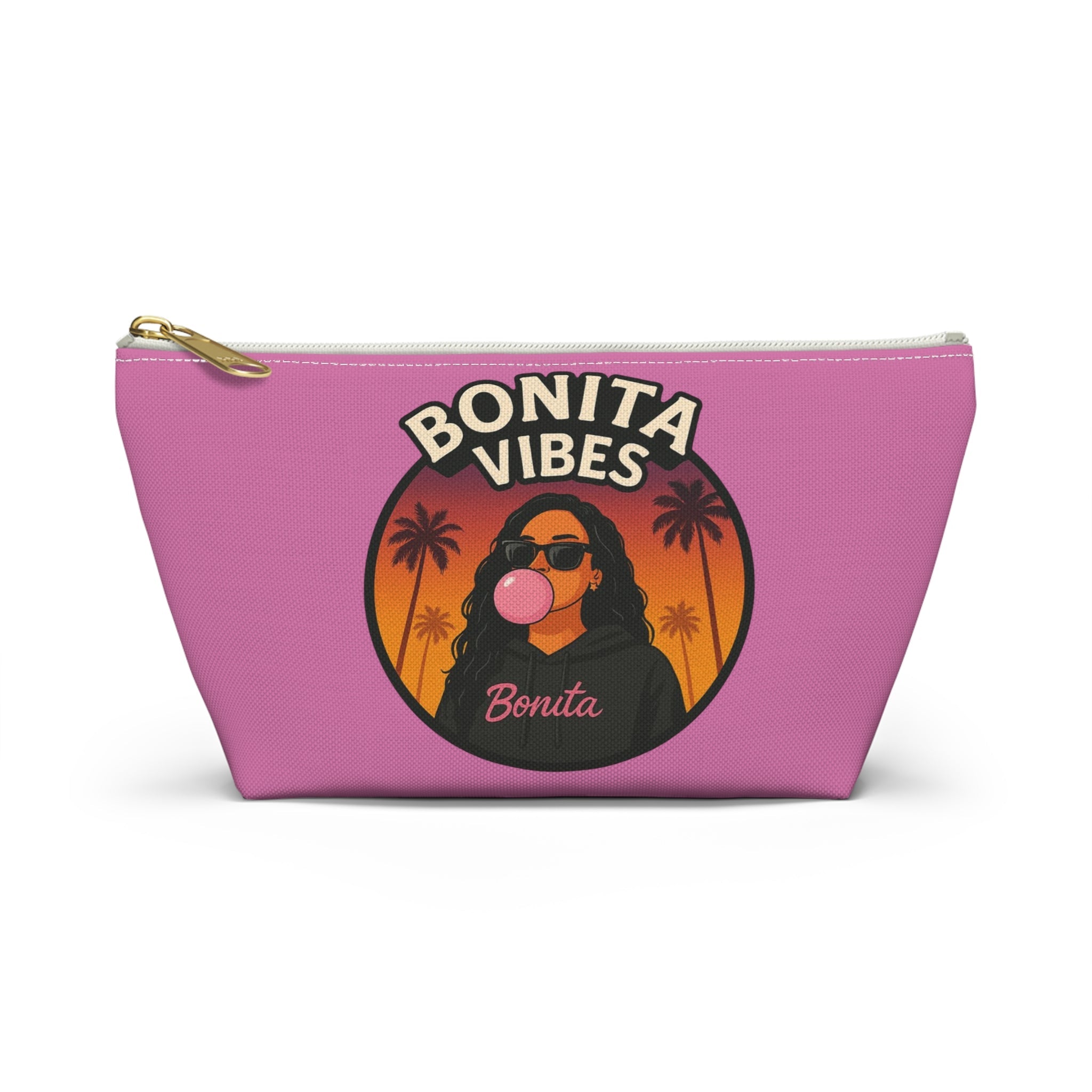 Bonita Vibes: Sunset Sway Light Pink Accessory Pouch | Stylish Makeup Bag, Travel Pouch, Trendy Organizer, Fun Gift, Summer Essentials - My Bonita Vibes