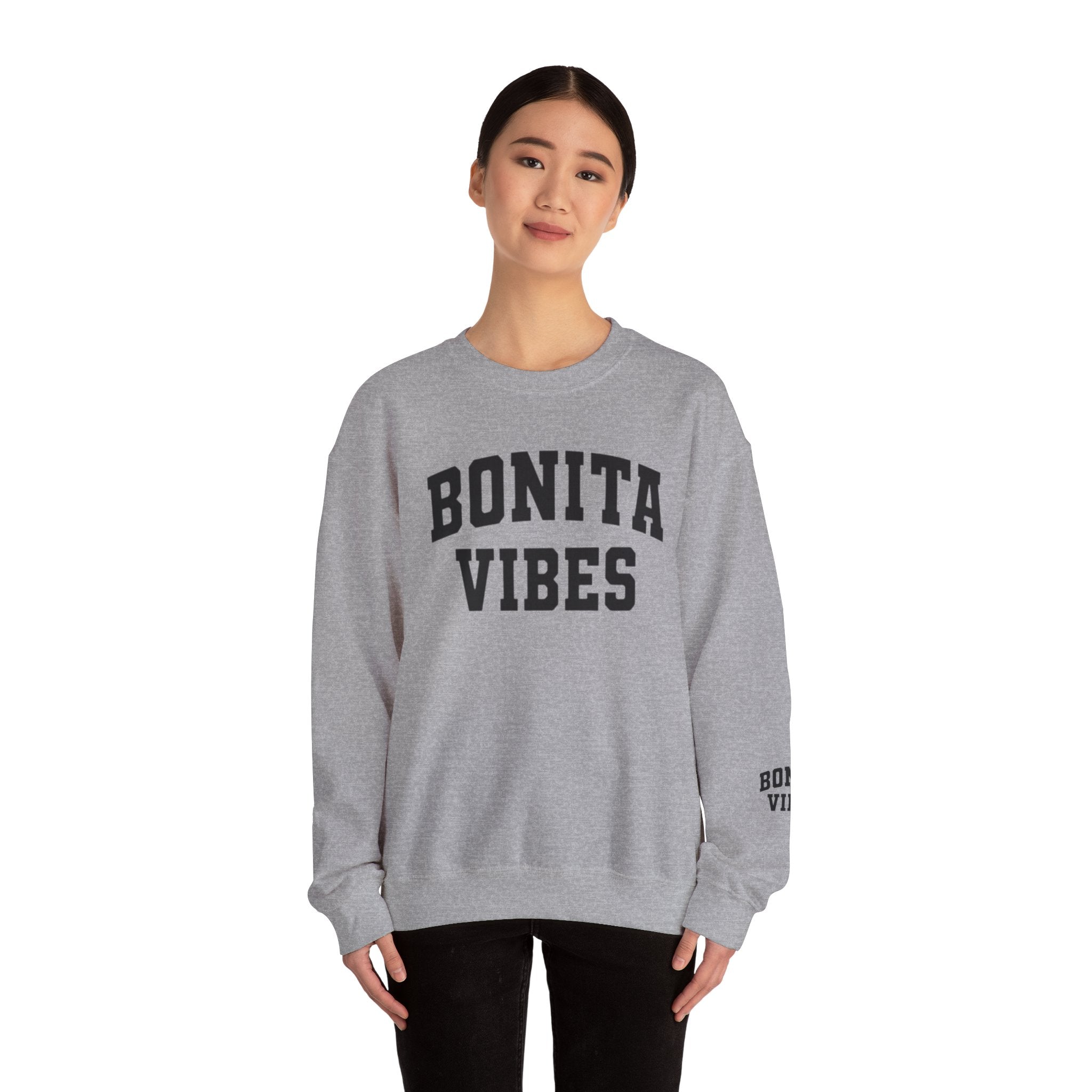 Bonita Vibes University Crewneck Sweatshirt — Cozy Latina - Inspired Graphic Pullover - My Bonita Vibes