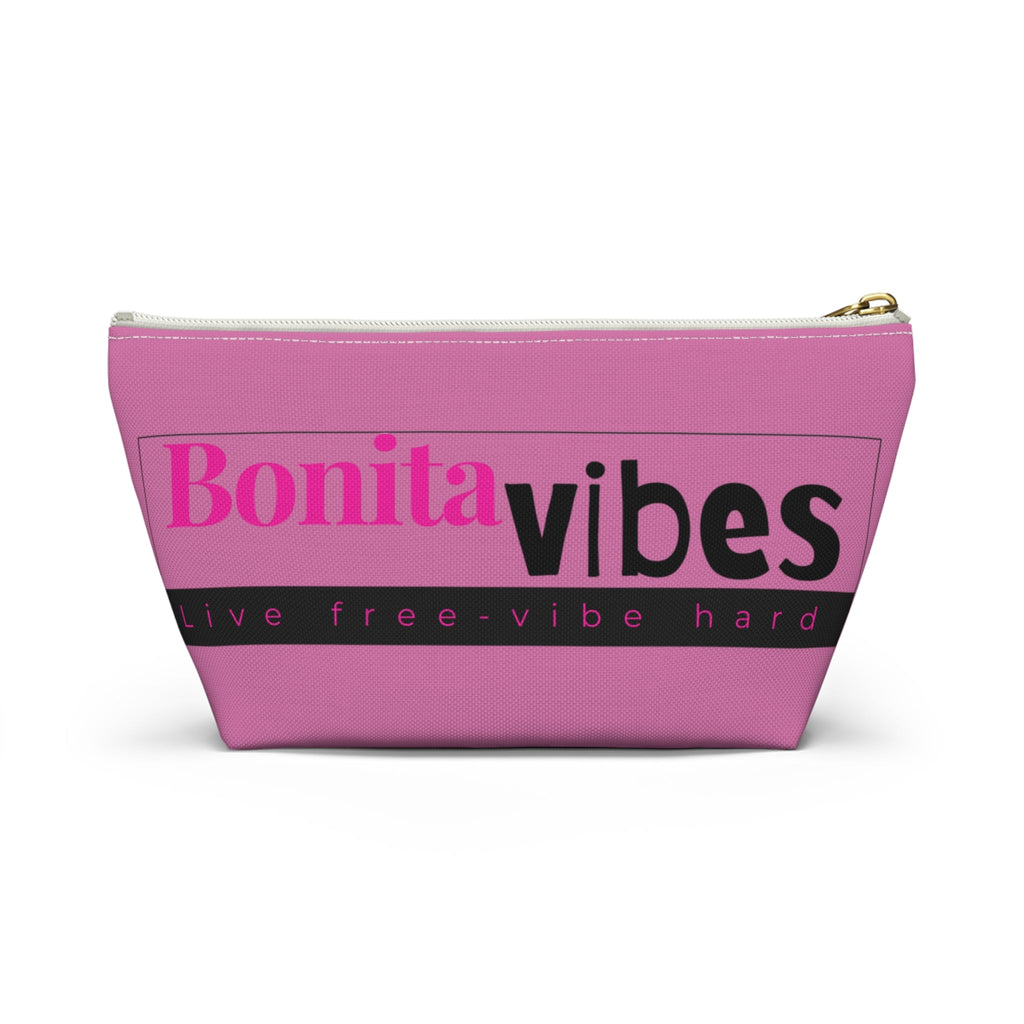 Bonita Vibes: VIBES UNLEASHED Light Pink Accessory Pouch | Stylish Makeup Bag, Travel Pouch, Trendy Organizer, Fun Gift, Summer Essentials - My Bonita Vibes