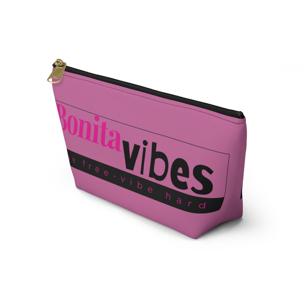 Bonita Vibes: VIBES UNLEASHED Light Pink Accessory Pouch | Stylish Makeup Bag, Travel Pouch, Trendy Organizer, Fun Gift, Summer Essentials - My Bonita Vibes