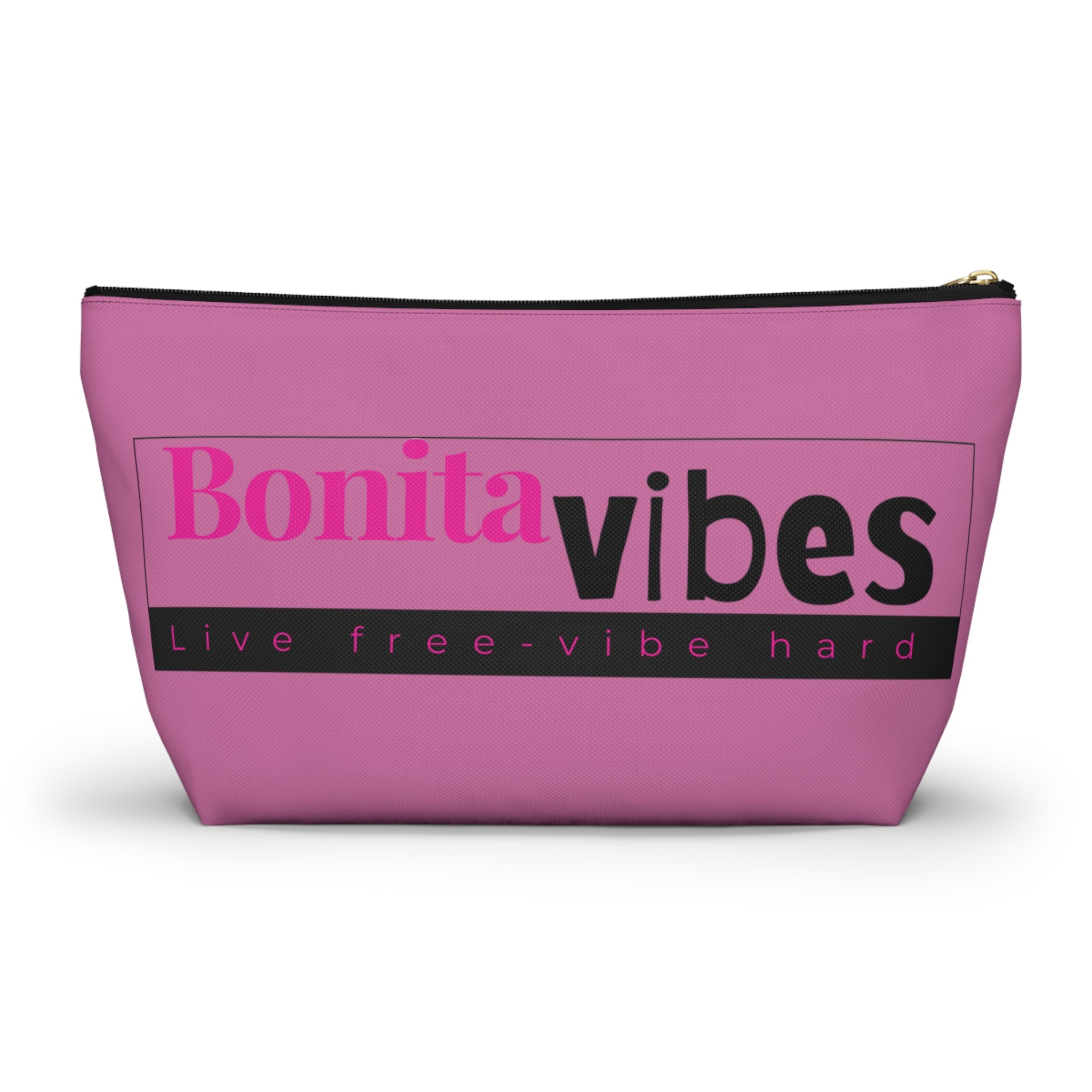 Bonita Vibes: VIBES UNLEASHED Light Pink Accessory Pouch | Stylish Makeup Bag, Travel Pouch, Trendy Organizer, Fun Gift, Summer Essentials - My Bonita Vibes