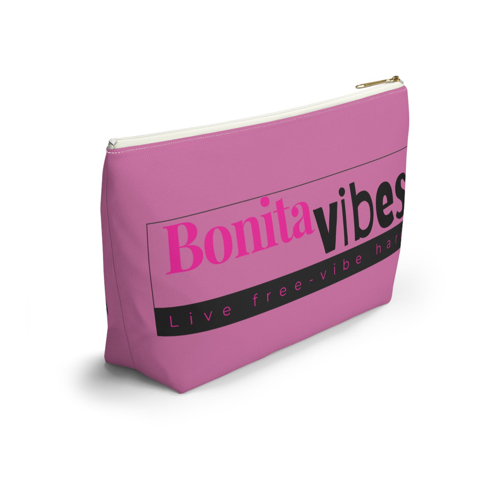 Bonita Vibes: VIBES UNLEASHED Light Pink Accessory Pouch | Stylish Makeup Bag, Travel Pouch, Trendy Organizer, Fun Gift, Summer Essentials - My Bonita Vibes