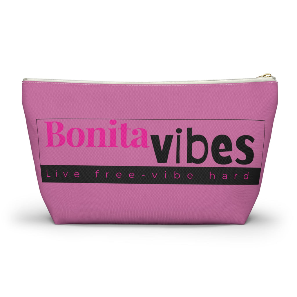Bonita Vibes: VIBES UNLEASHED Light Pink Accessory Pouch | Stylish Makeup Bag, Travel Pouch, Trendy Organizer, Fun Gift, Summer Essentials - My Bonita Vibes
