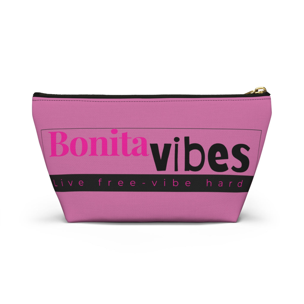 Bonita Vibes: VIBES UNLEASHED Light Pink Accessory Pouch | Stylish Makeup Bag, Travel Pouch, Trendy Organizer, Fun Gift, Summer Essentials - My Bonita Vibes