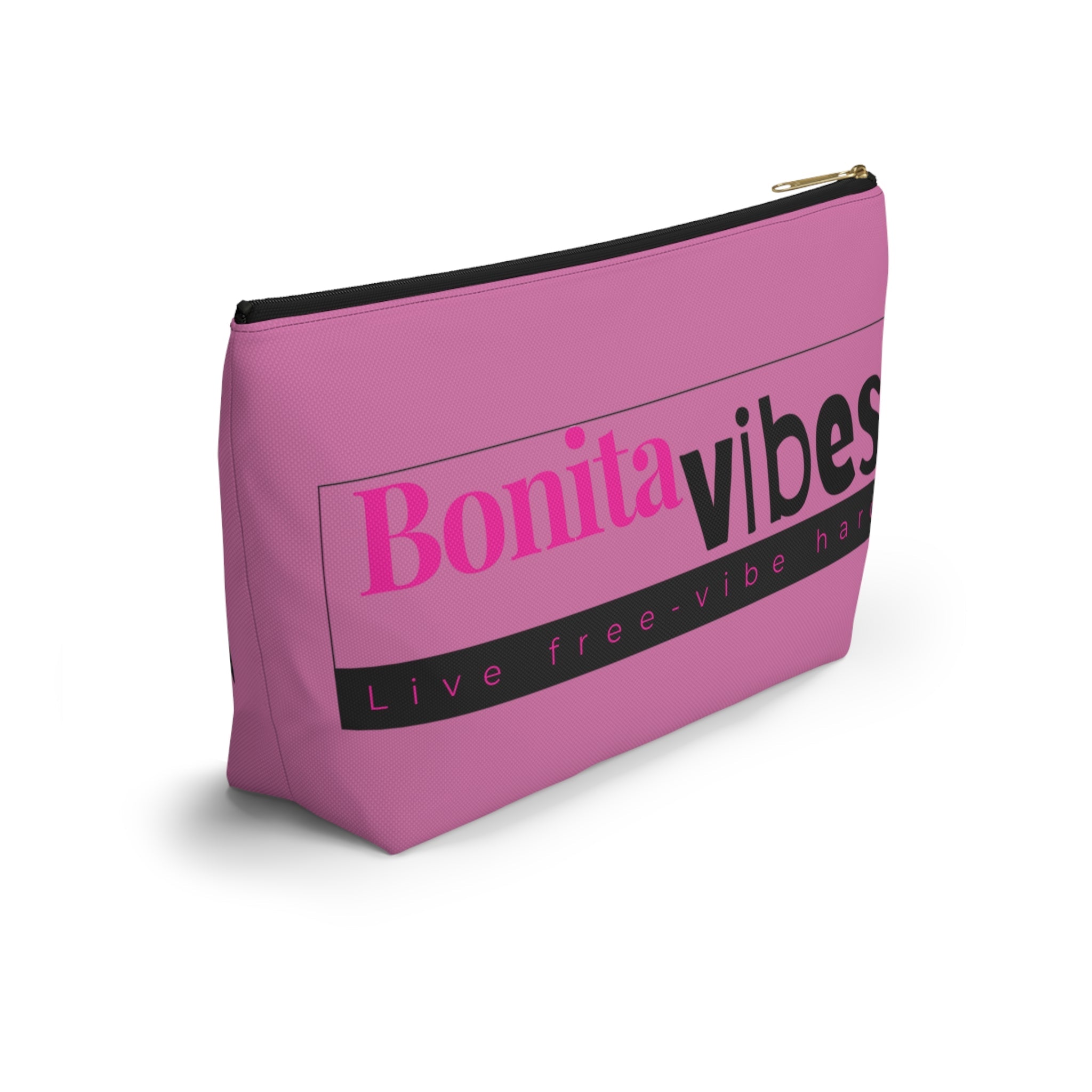 Bonita Vibes: VIBES UNLEASHED Light Pink Accessory Pouch | Stylish Makeup Bag, Travel Pouch, Trendy Organizer, Fun Gift, Summer Essentials - My Bonita Vibes
