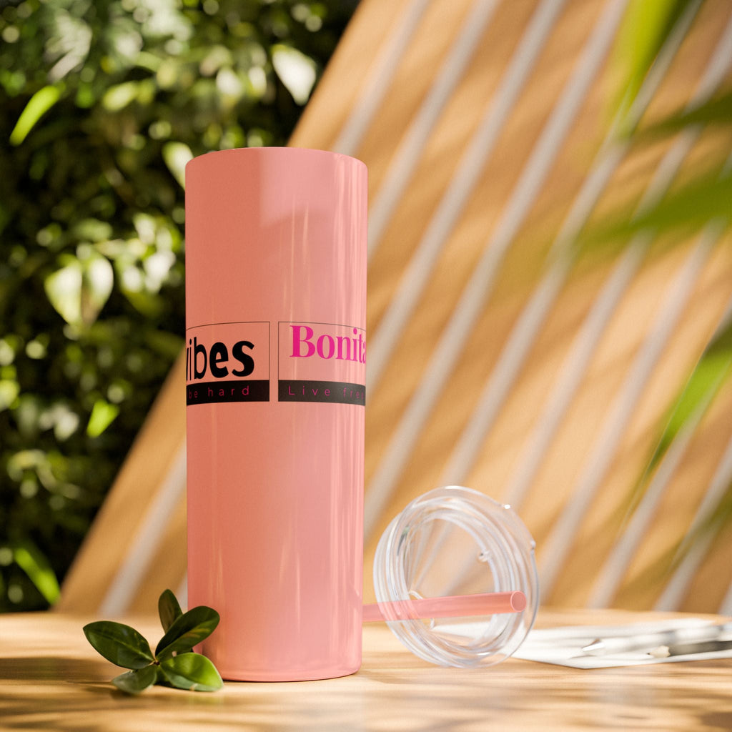 Bonita Vibes: VIBES UNLEASHED Stylish Skinny Tumbler, Perfect for Daily Hydration, Gifts, Home Office, Travel Mug, Summer Fun, Eco - Friendly Drinkware - My Bonita Vibes