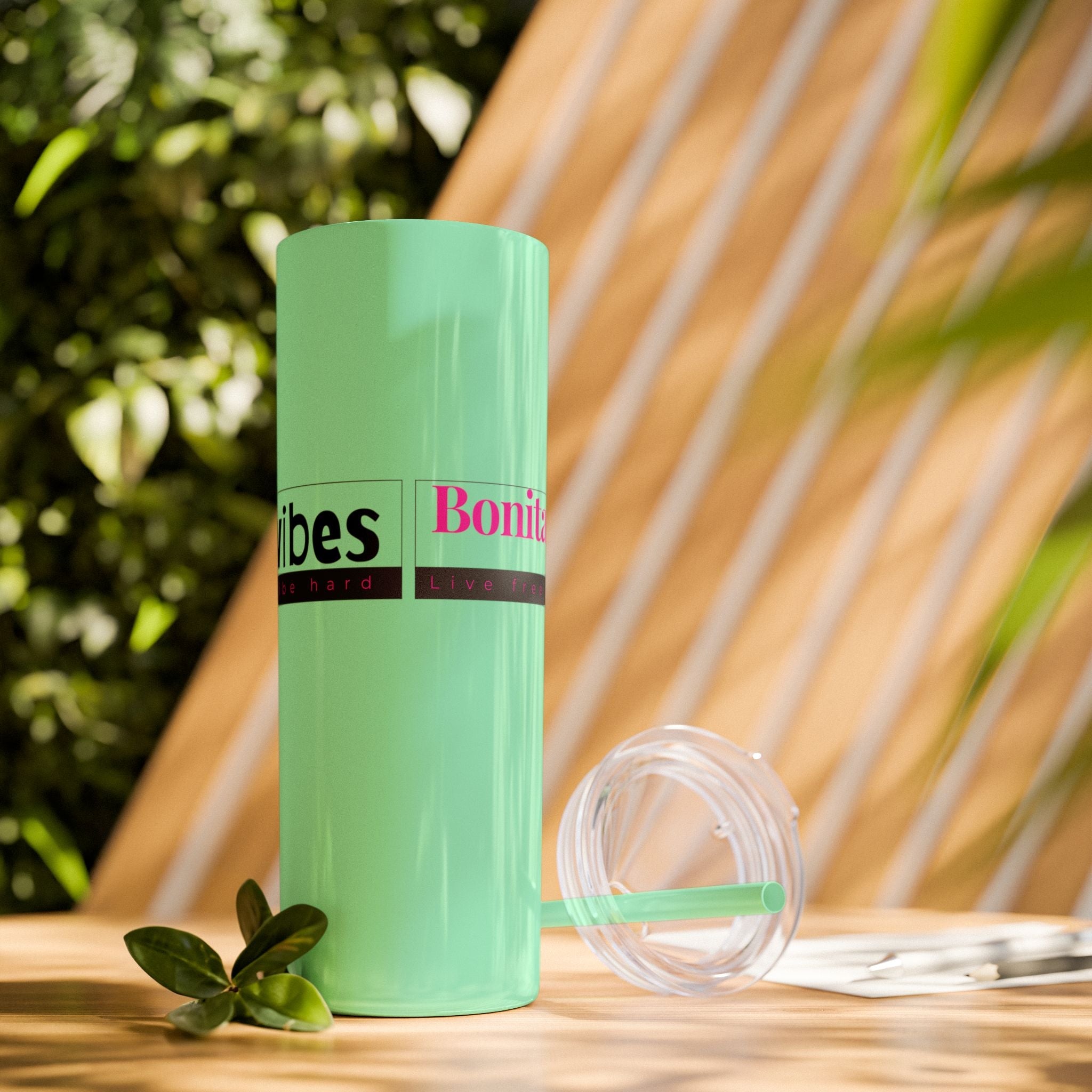 Bonita Vibes: VIBES UNLEASHED Stylish Skinny Tumbler, Perfect for Daily Hydration, Gifts, Home Office, Travel Mug, Summer Fun, Eco - Friendly Drinkware - My Bonita Vibes
