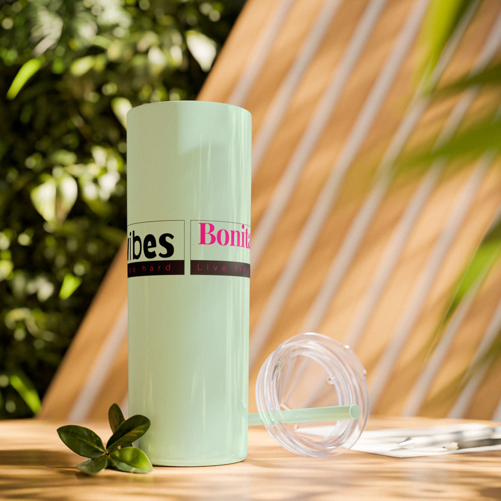 Bonita Vibes: VIBES UNLEASHED Stylish Skinny Tumbler, Perfect for Daily Hydration, Gifts, Home Office, Travel Mug, Summer Fun, Eco - Friendly Drinkware - My Bonita Vibes