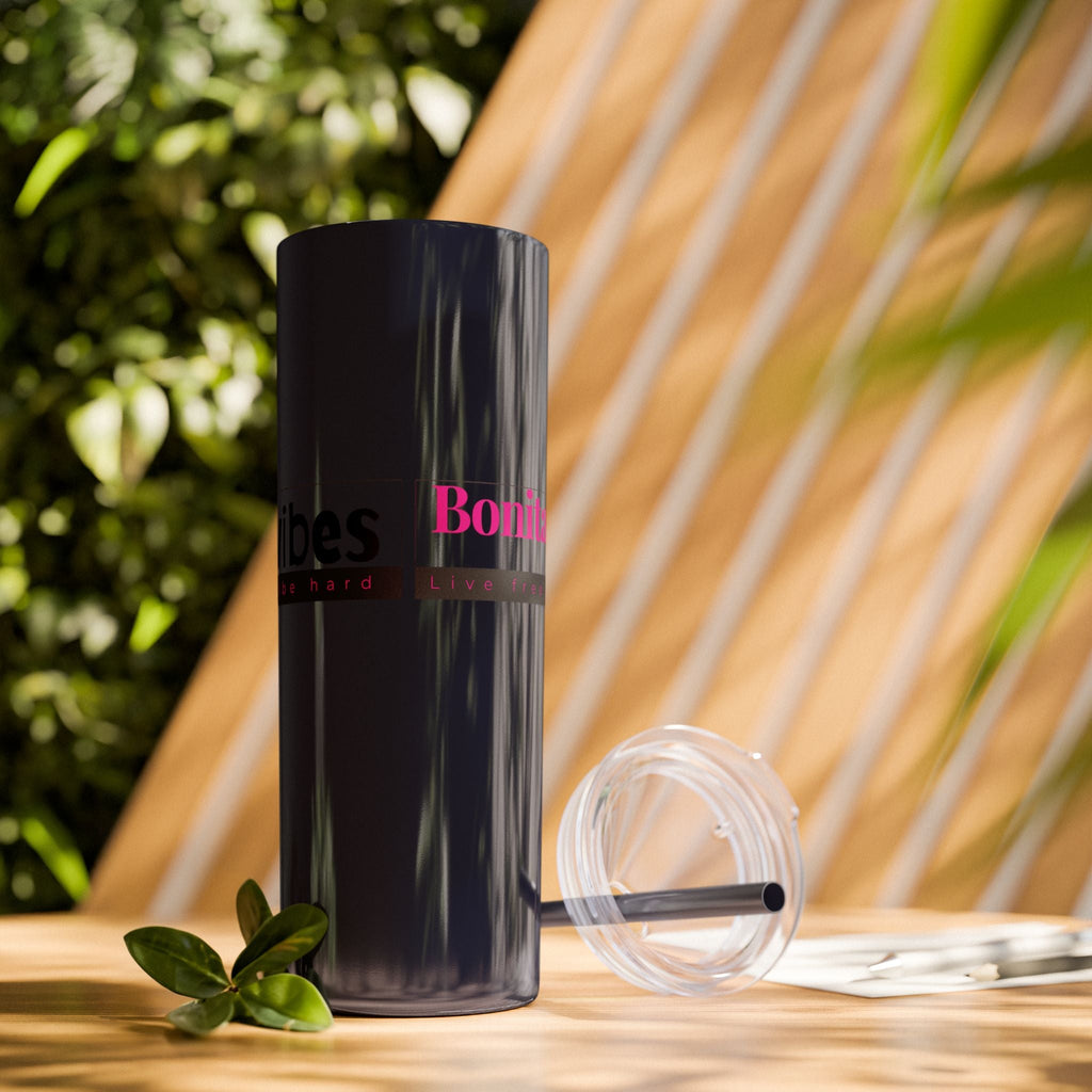Bonita Vibes: VIBES UNLEASHED Stylish Skinny Tumbler, Perfect for Daily Hydration, Gifts, Home Office, Travel Mug, Summer Fun, Eco - Friendly Drinkware - My Bonita Vibes