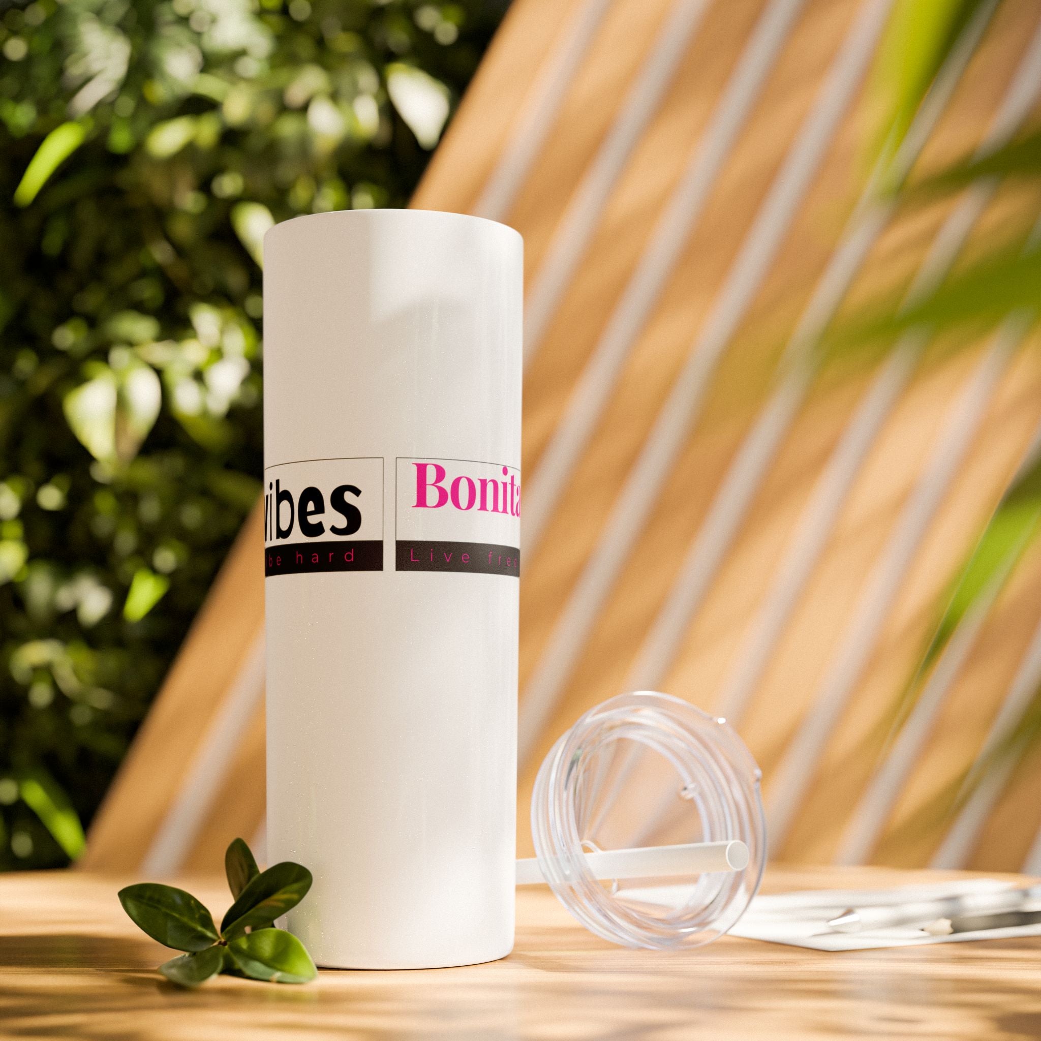 Bonita Vibes: VIBES UNLEASHED Stylish Skinny Tumbler, Perfect for Daily Hydration, Gifts, Home Office, Travel Mug, Summer Fun, Eco - Friendly Drinkware - My Bonita Vibes