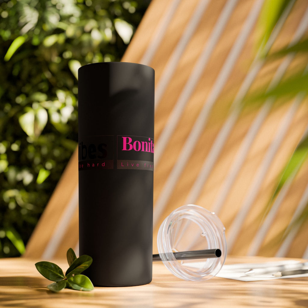 Bonita Vibes: VIBES UNLEASHED Stylish Skinny Tumbler, Perfect for Daily Hydration, Gifts, Home Office, Travel Mug, Summer Fun, Eco - Friendly Drinkware - My Bonita Vibes