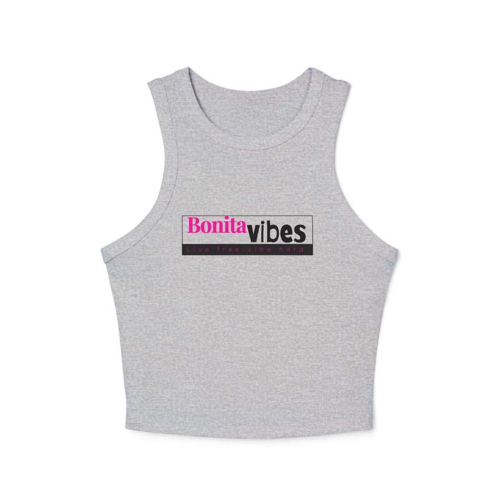 Bonita Vibes: VIBES UNLEASHED Women's Racer Tank Top, Comfortable Summer Top, Casual Wear, Beach Day Outfit, Gift for Her - My Bonita Vibes
