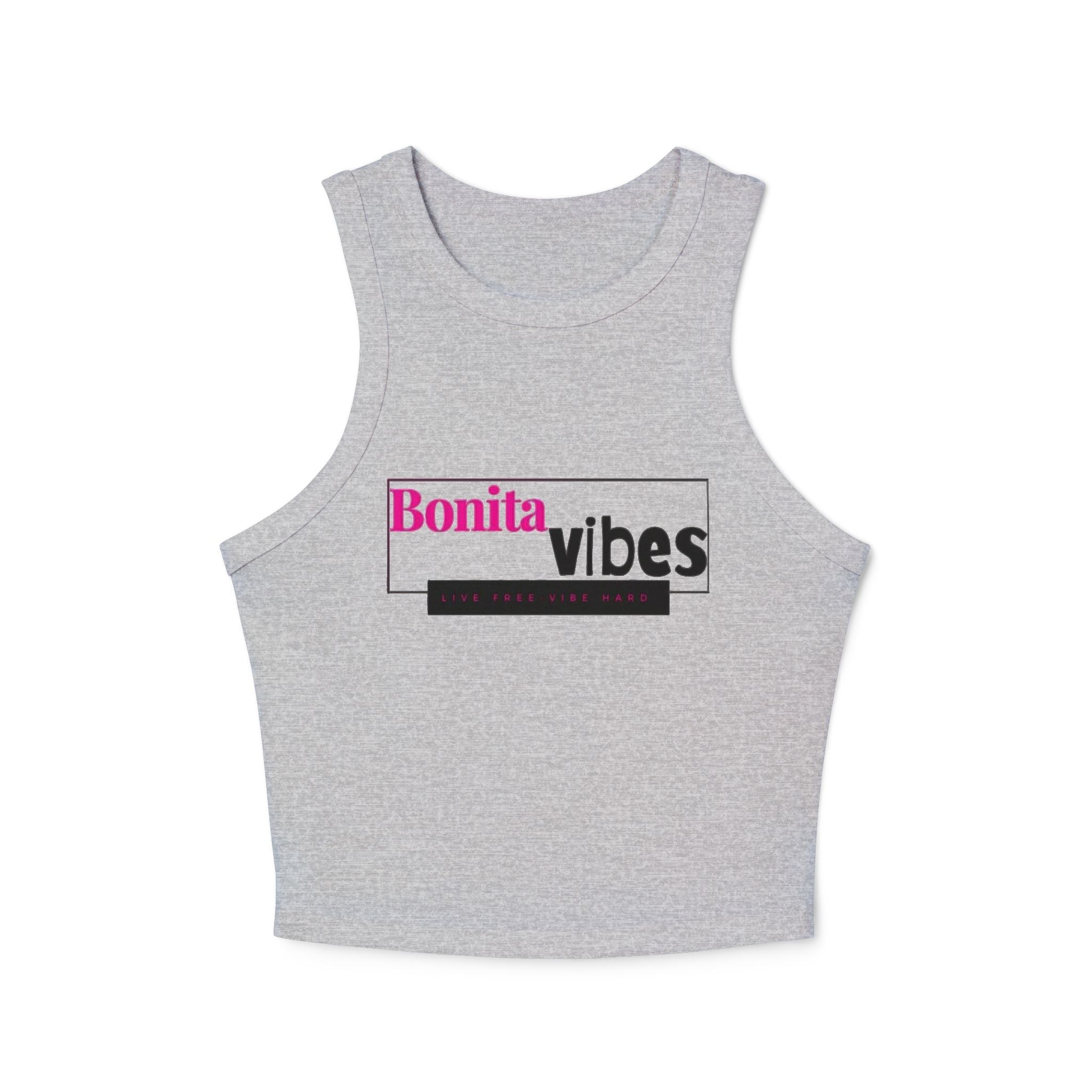 Bonita Vibes: VIBES UNLEASHED Women's Racer Tank Top, Comfortable Summer Top, Casual Wear, Beach Day Outfit, Gift for Her - My Bonita Vibes