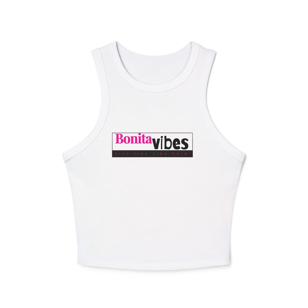 Bonita Vibes: VIBES UNLEASHED Women's Racer Tank Top, Comfortable Summer Top, Casual Wear, Beach Day Outfit, Gift for Her - My Bonita Vibes