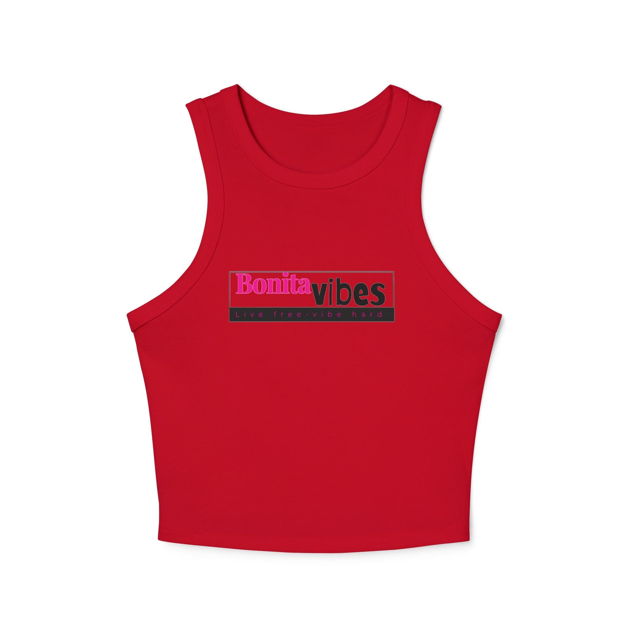 Bonita Vibes: VIBES UNLEASHED Women's Racer Tank Top, Comfortable Summer Top, Casual Wear, Beach Day Outfit, Gift for Her - My Bonita Vibes