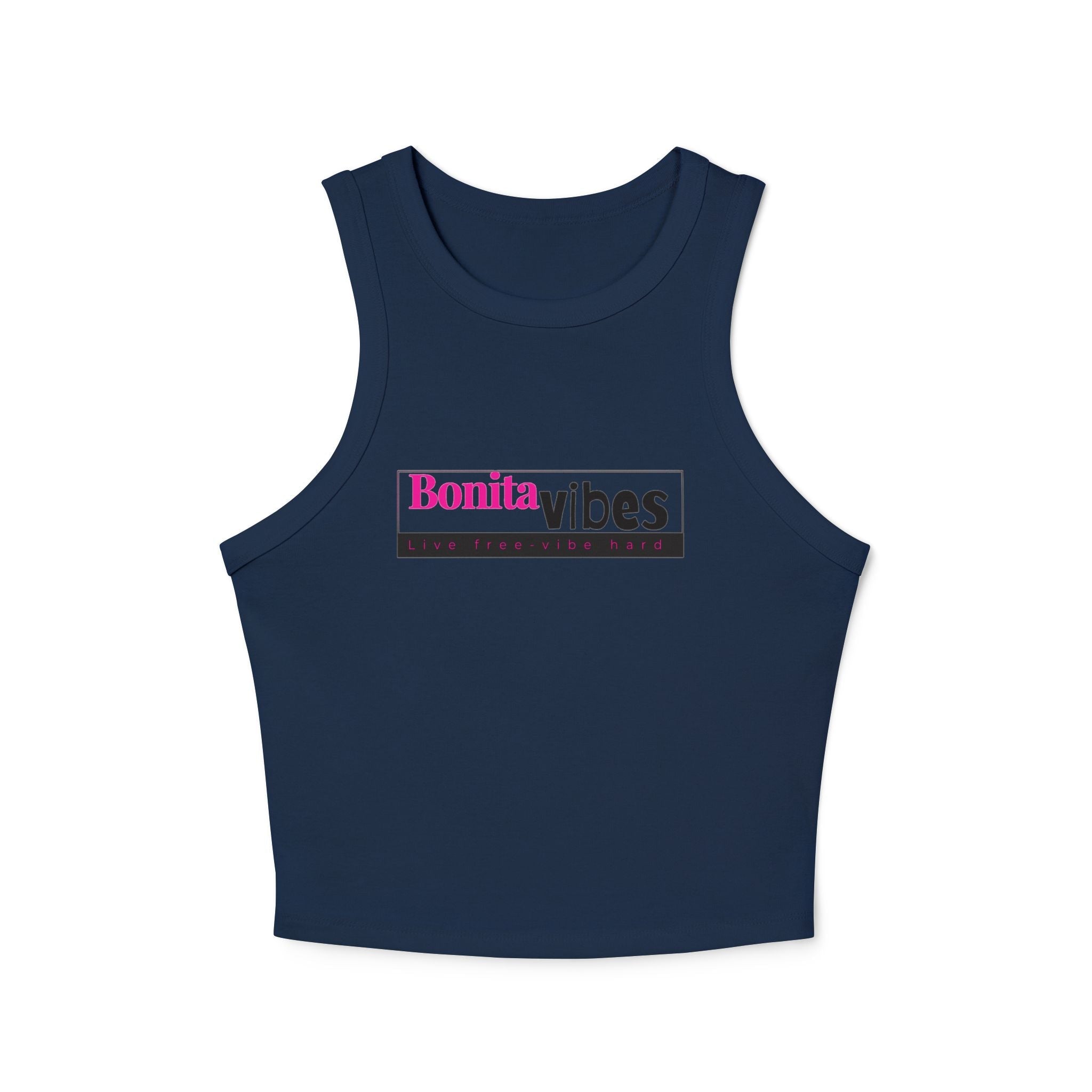 Bonita Vibes: VIBES UNLEASHED Women's Racer Tank Top, Comfortable Summer Top, Casual Wear, Beach Day Outfit, Gift for Her - My Bonita Vibes